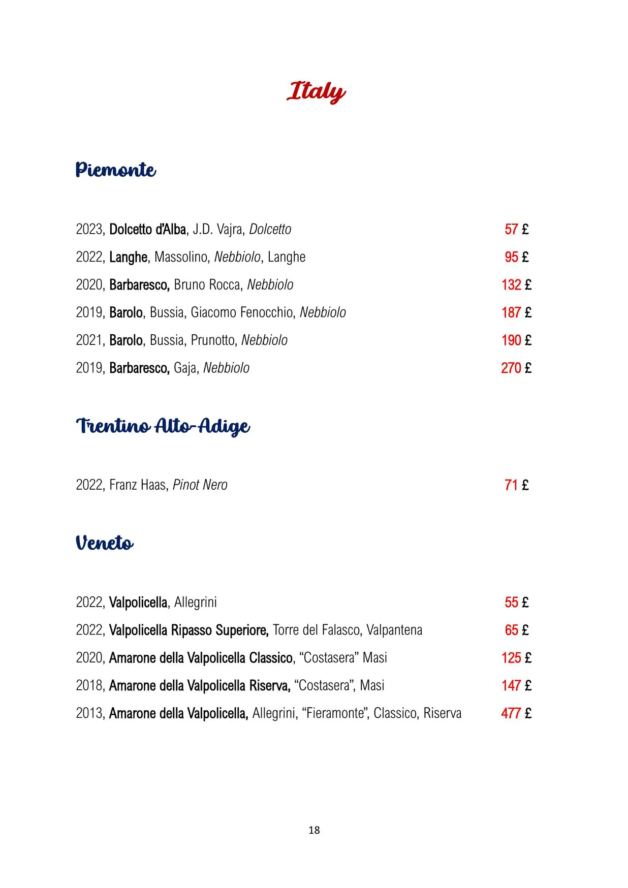 Traders Wine Bar menu, page 19