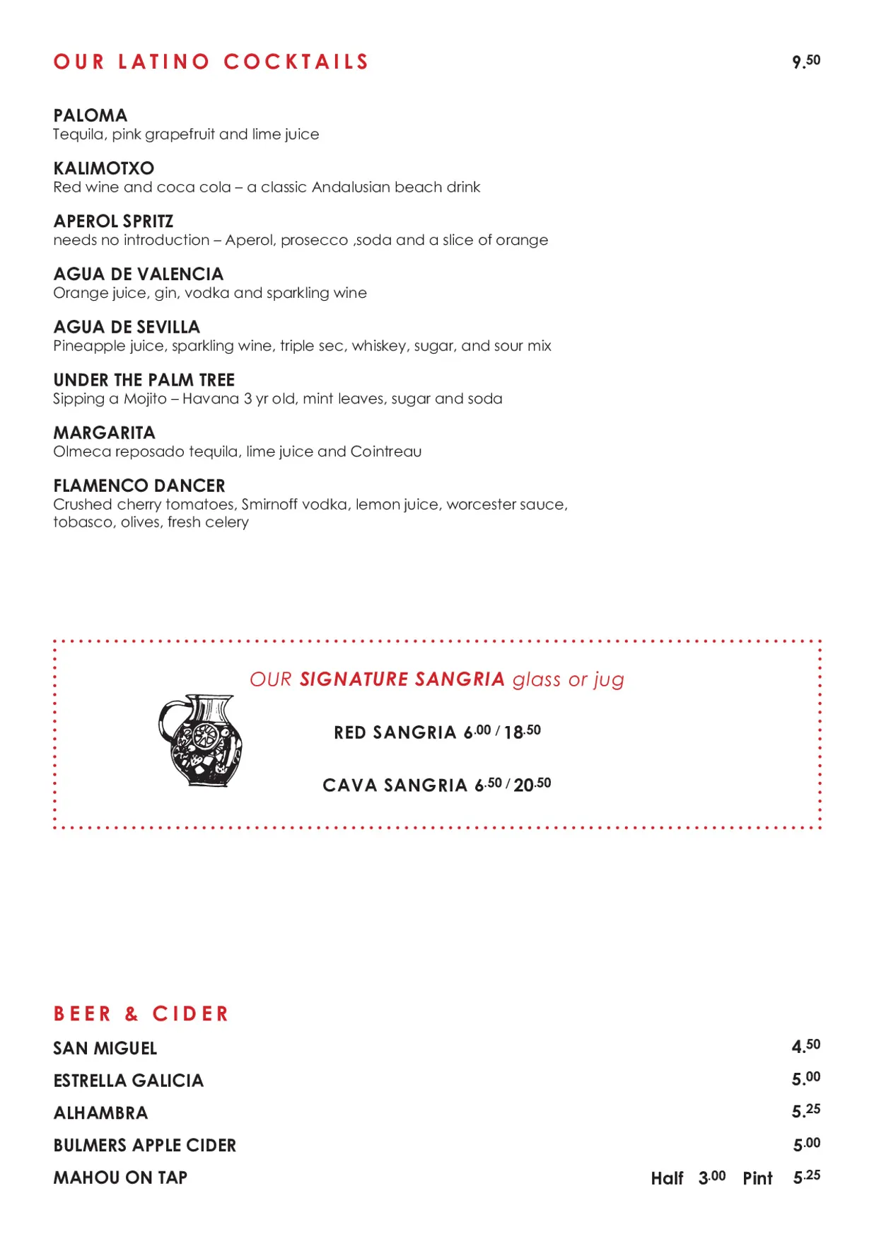 Bar Gansa menu, page 11