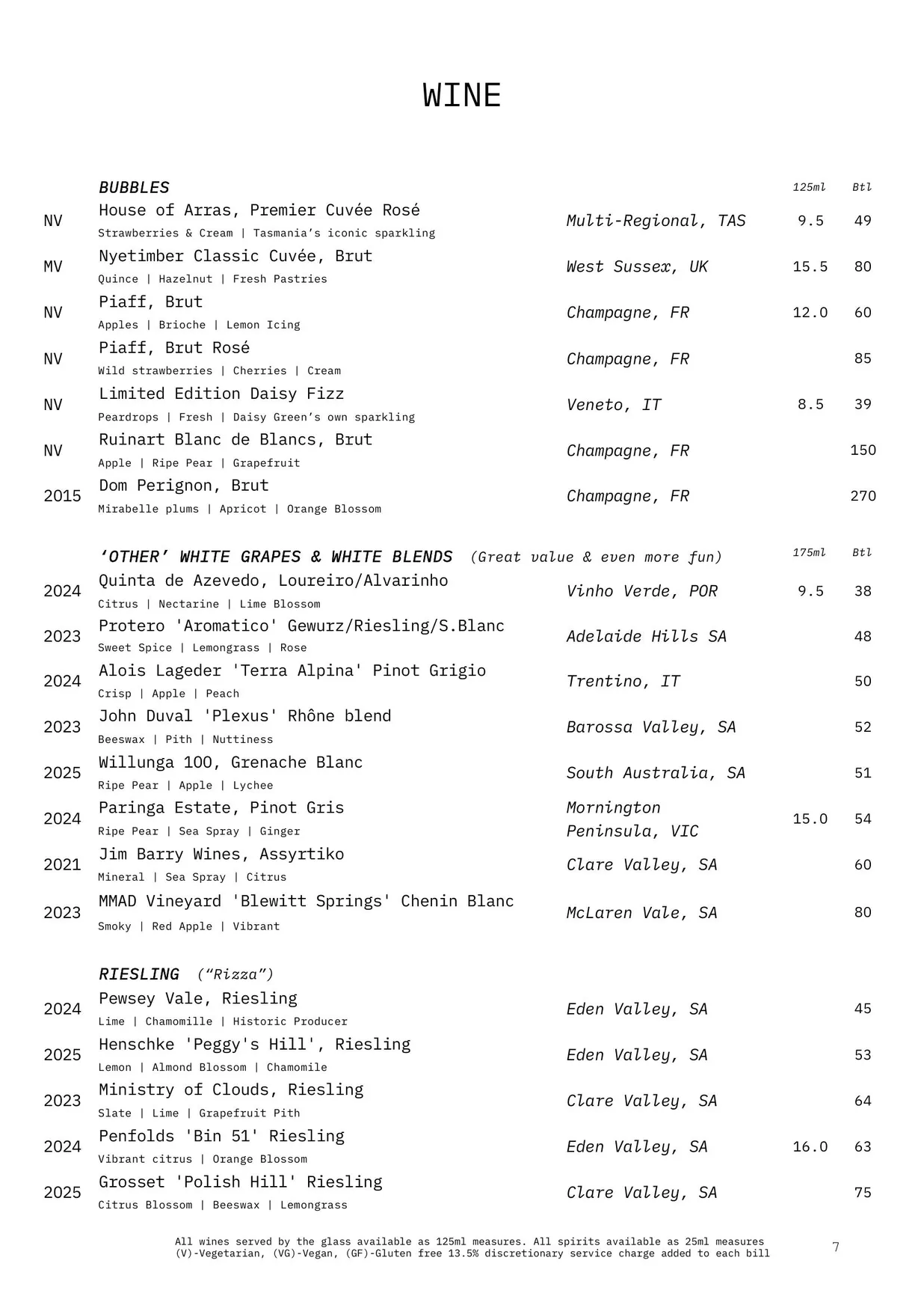 Bondi Green menu, page 10