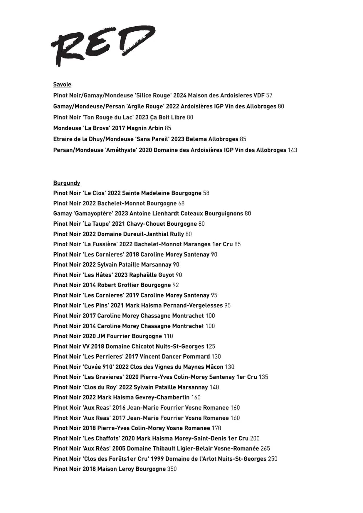 Duchy menu, page 8
