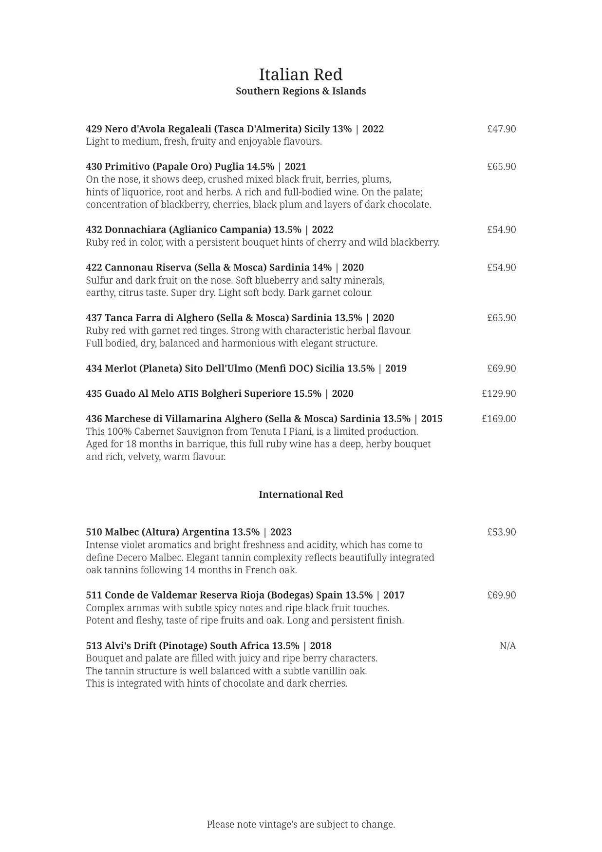 Giorgio menu, page 12