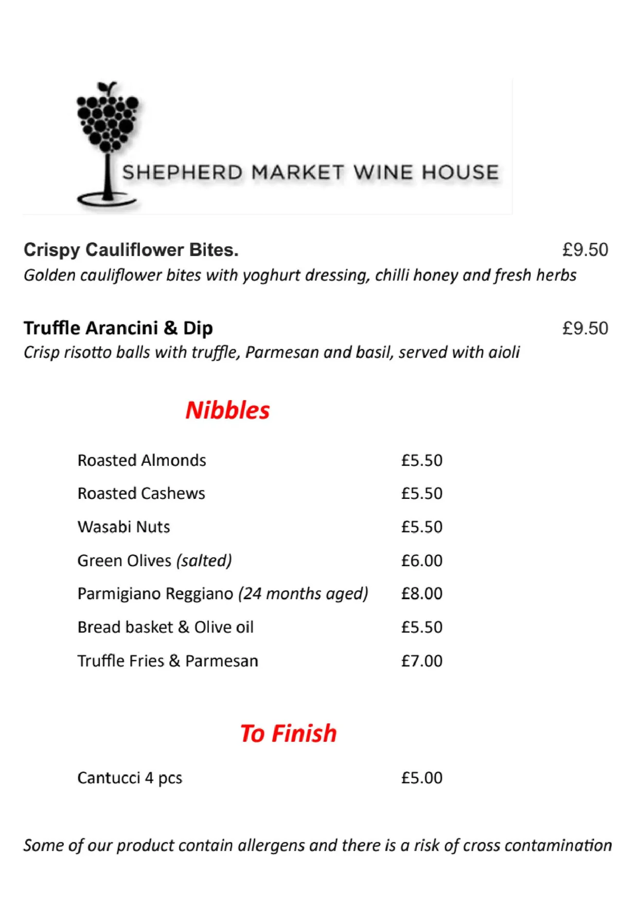 Shepherd Market Wine House menu, page 13