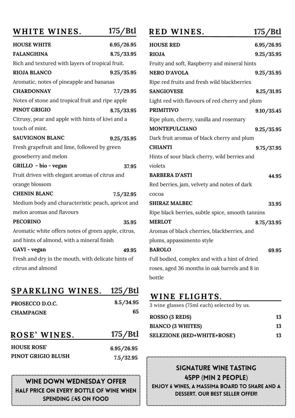 Basil & Grape menu, page 3