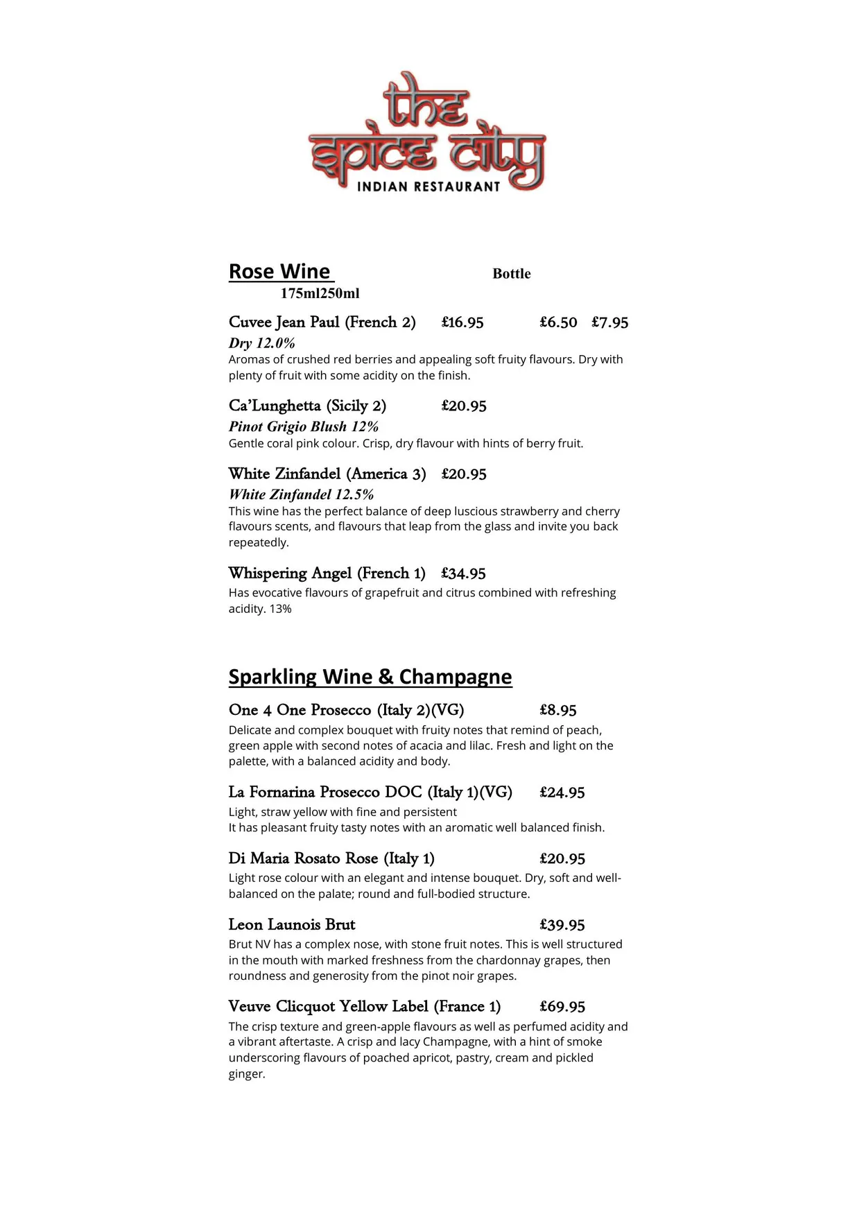 Spice City menu, page 3