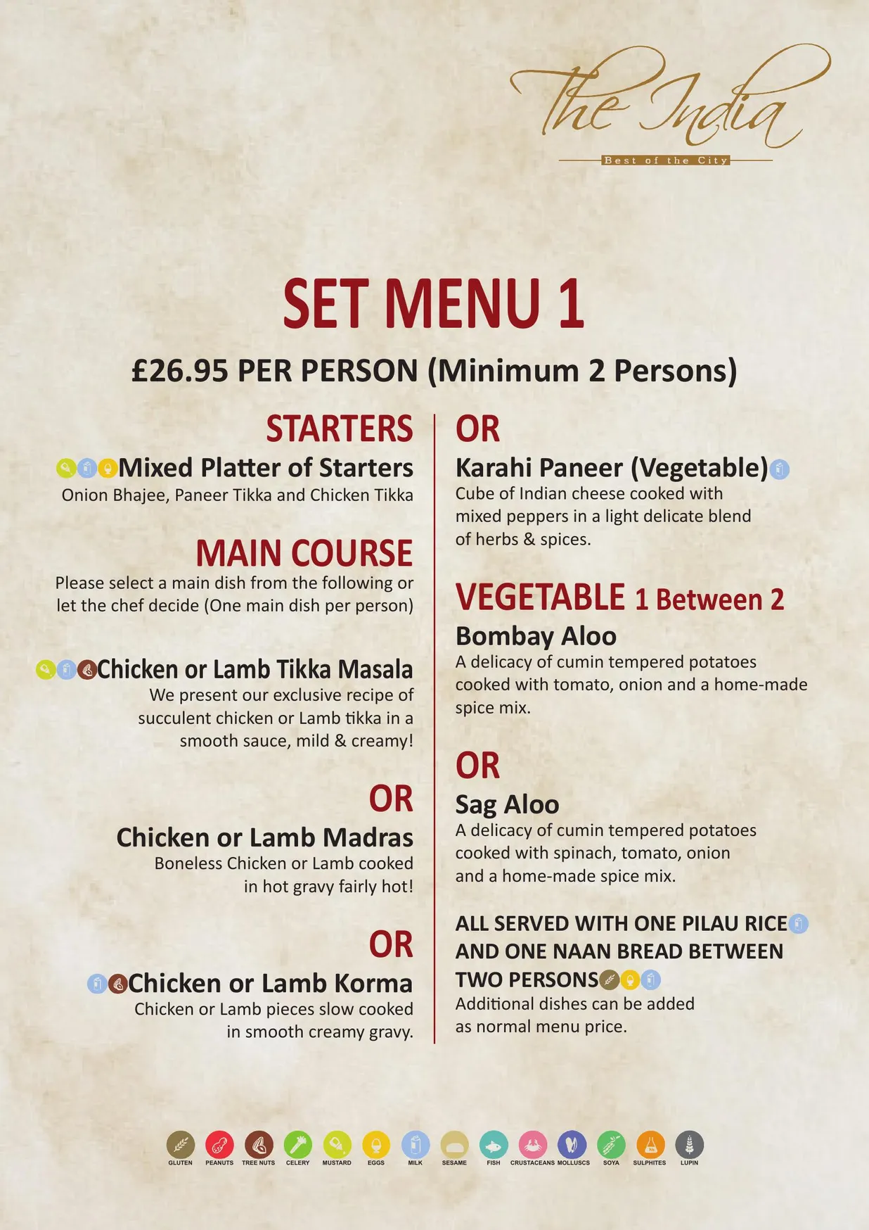 The India Leicester Square menu, page 4