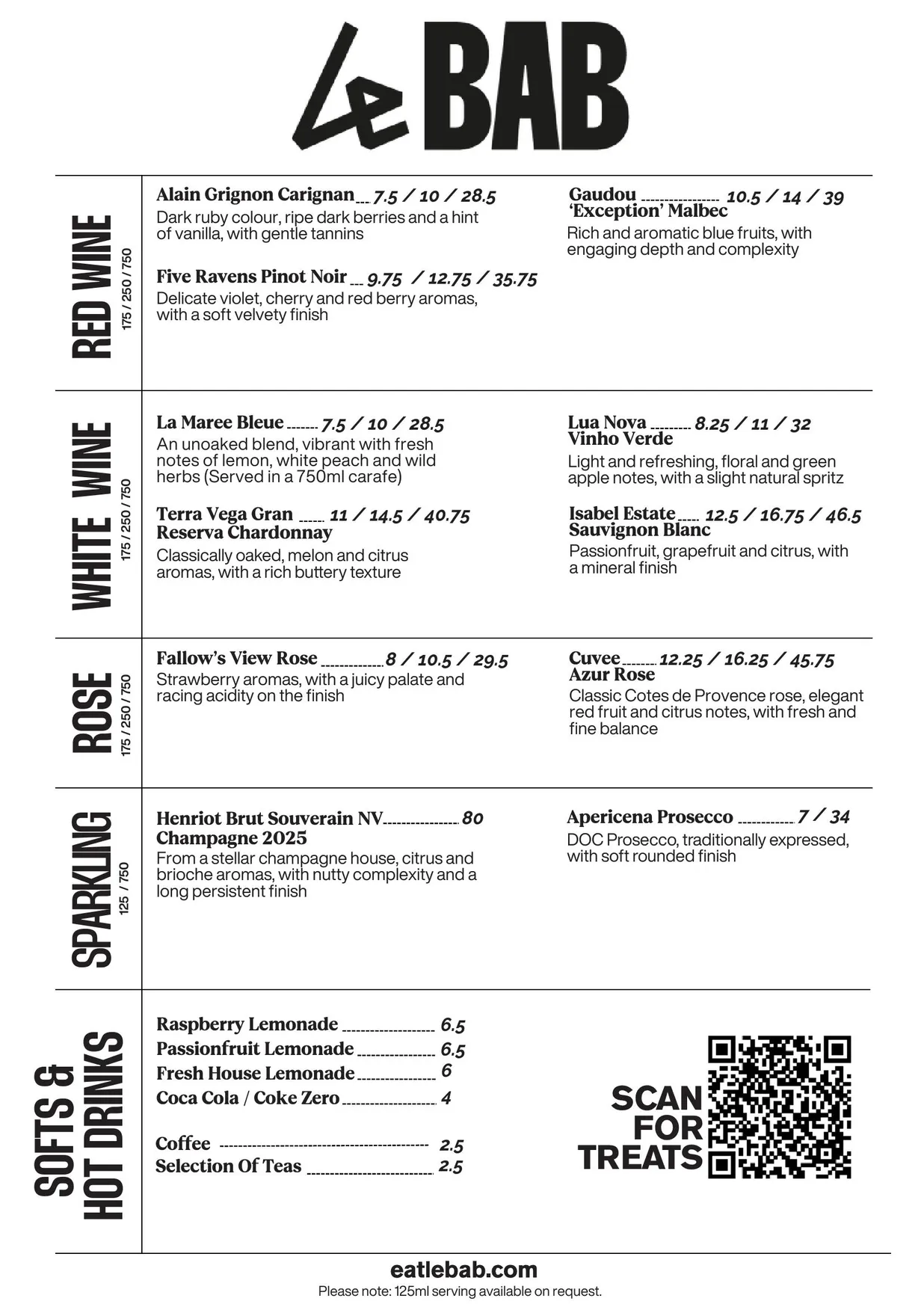 Le Bab Soho menu, page 3