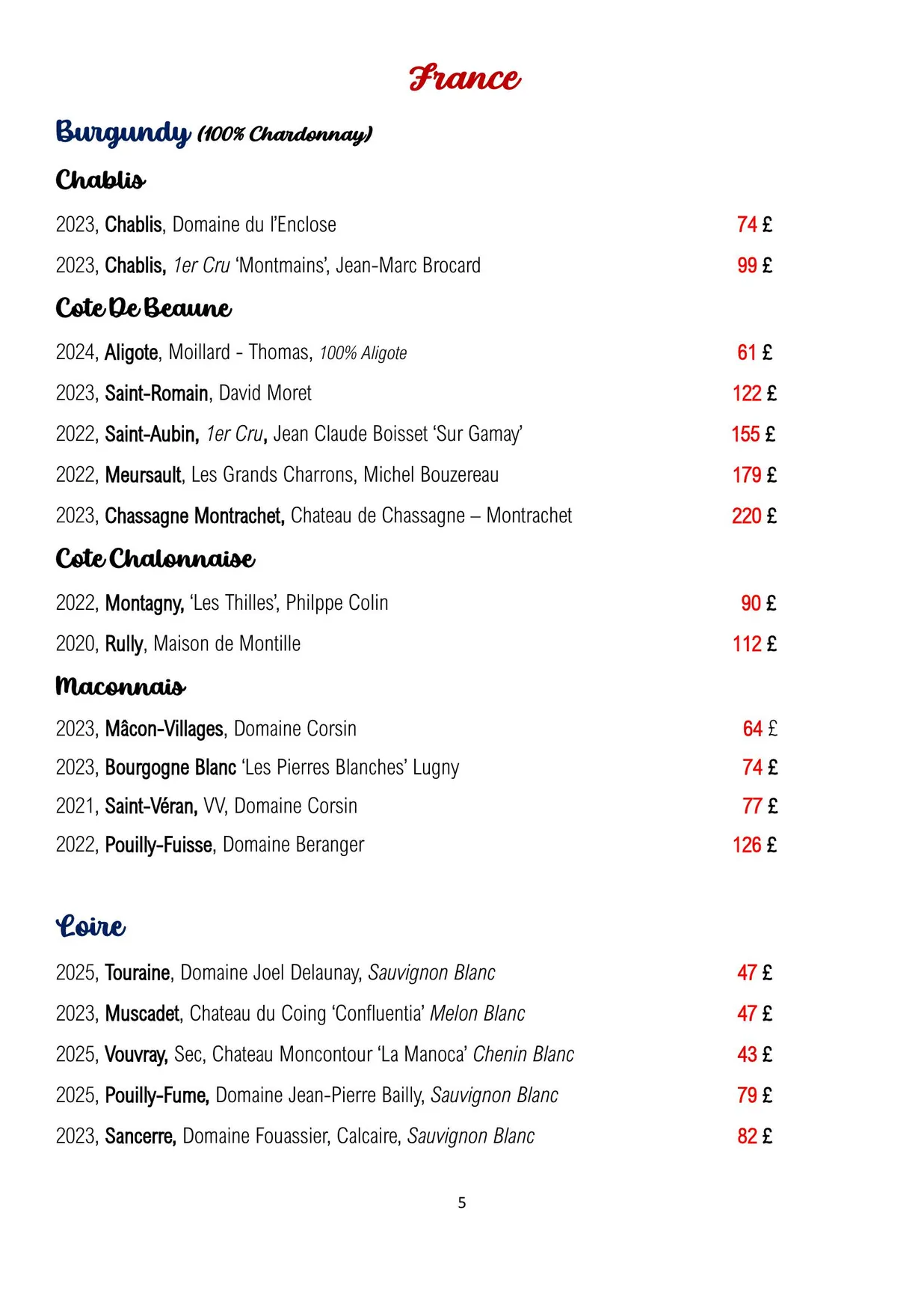 Traders Wine Bar menu, page 6