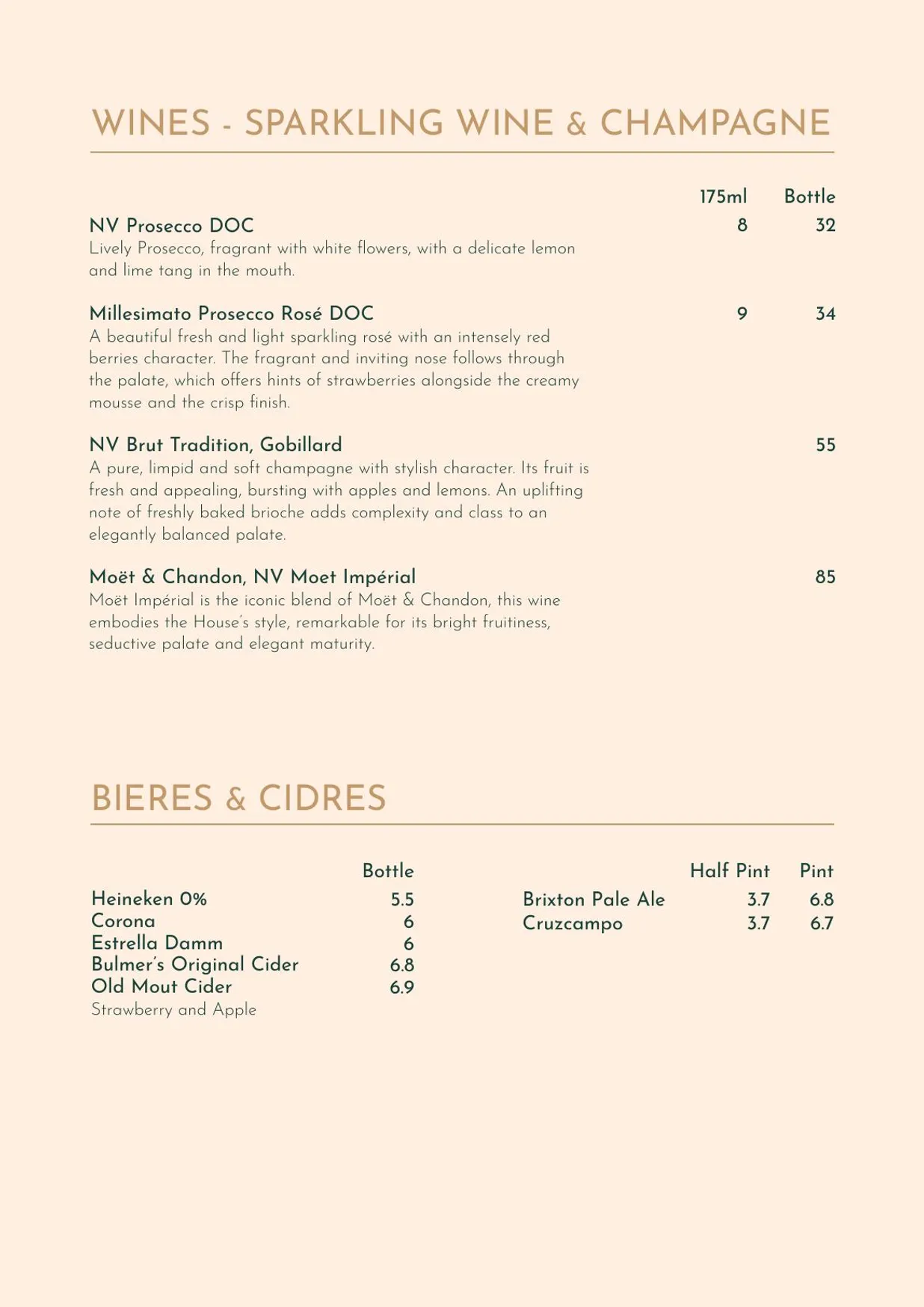 Pierre Kitchen menu, page 9