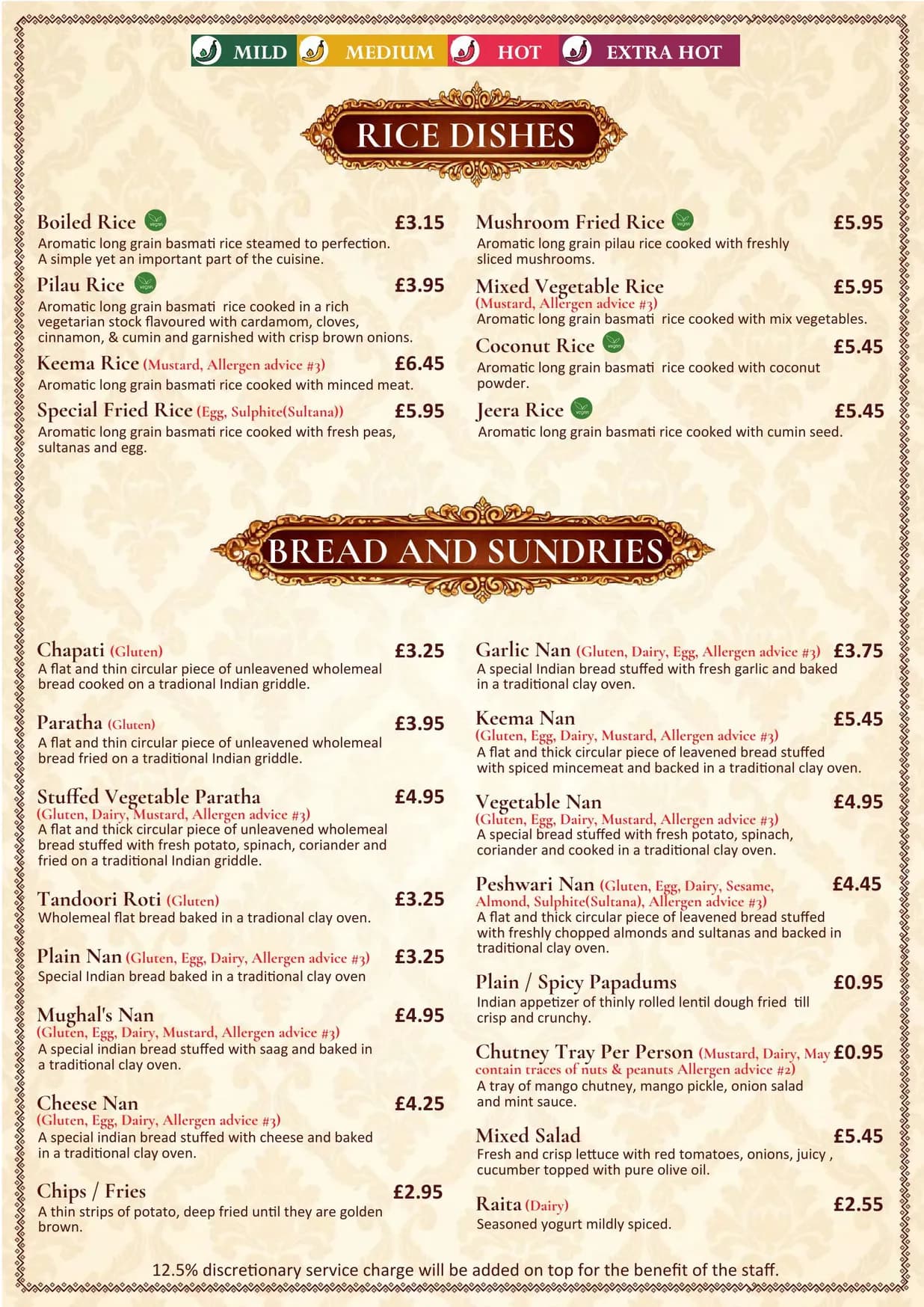 The Mughals Fitzrovia menu, page 8