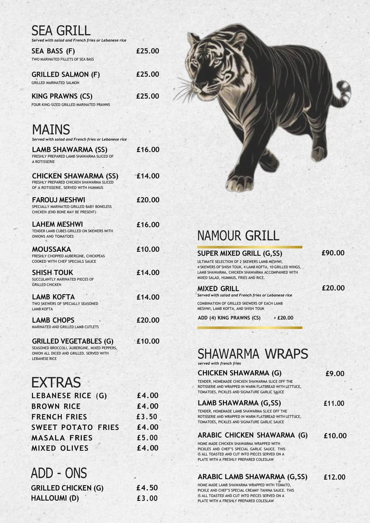 Namour menu, page 3