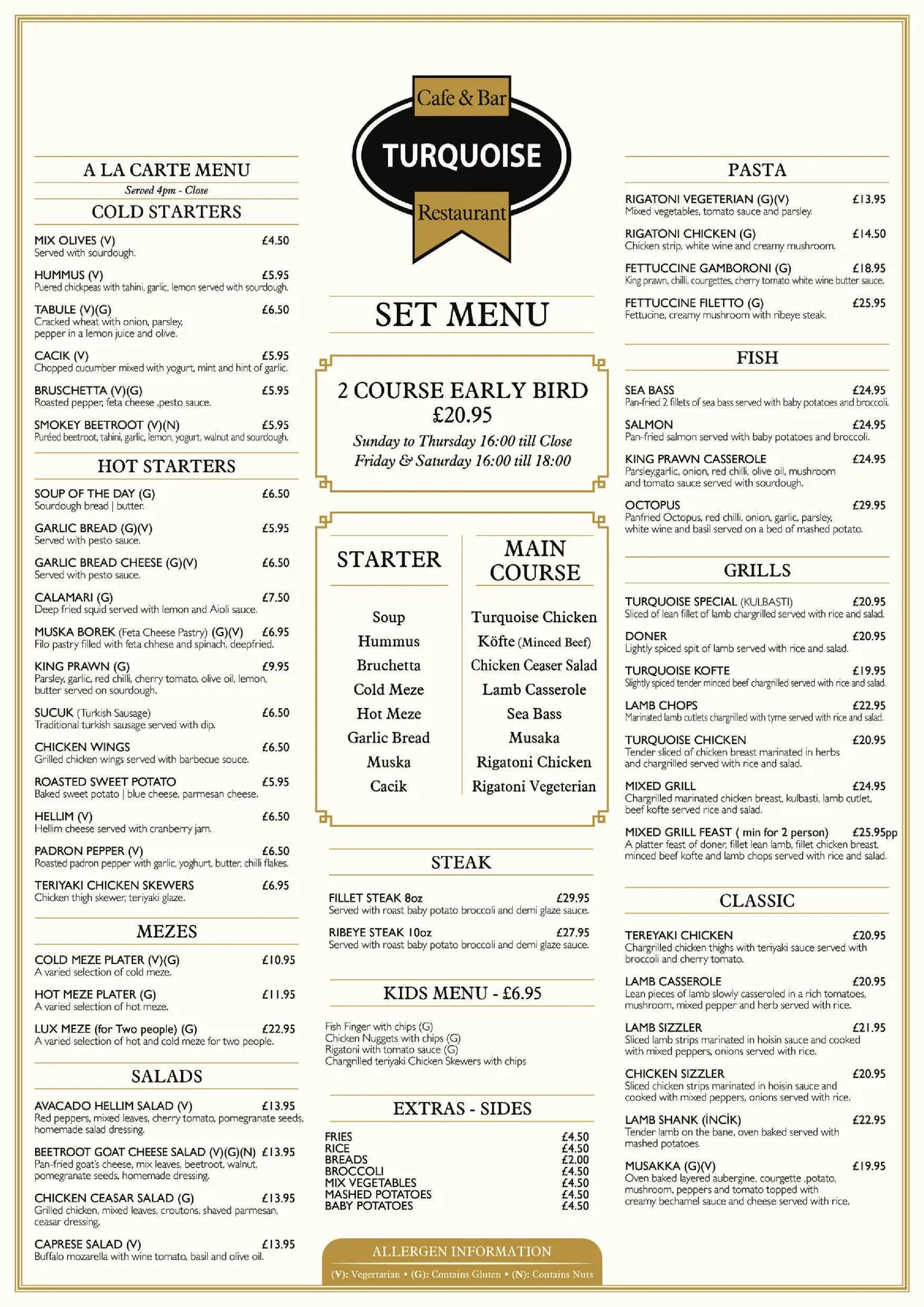 Turquoise Alderley Edge menu, page 2