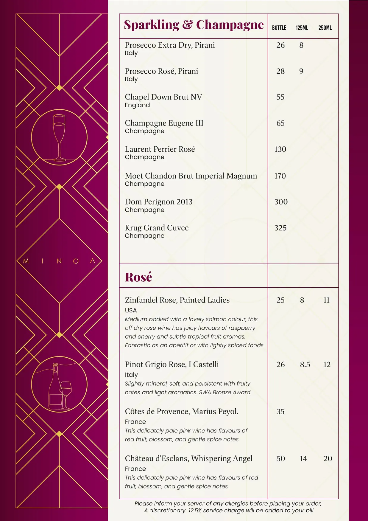 Minoa menu, page 10