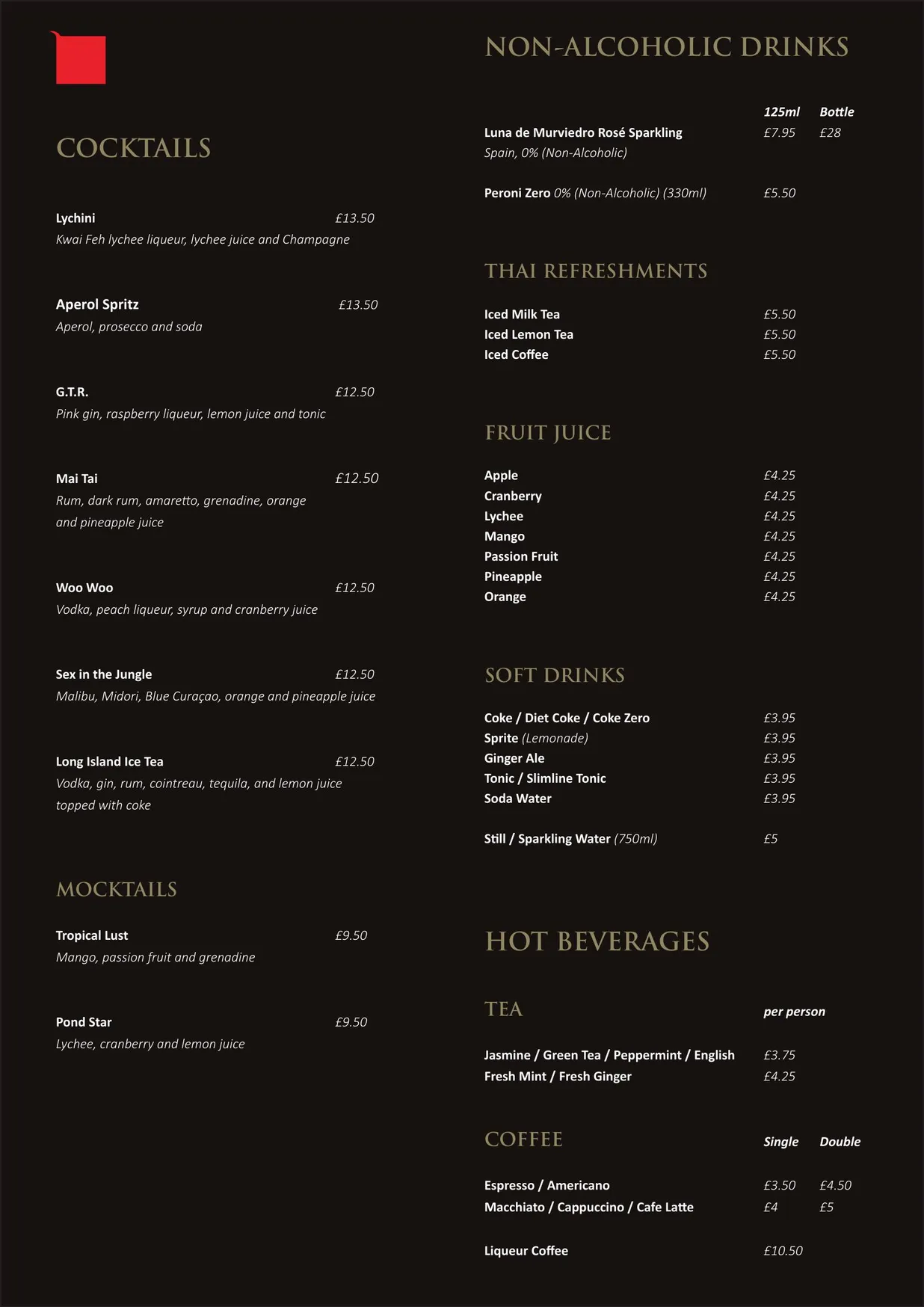 Thai Square menu, page 4