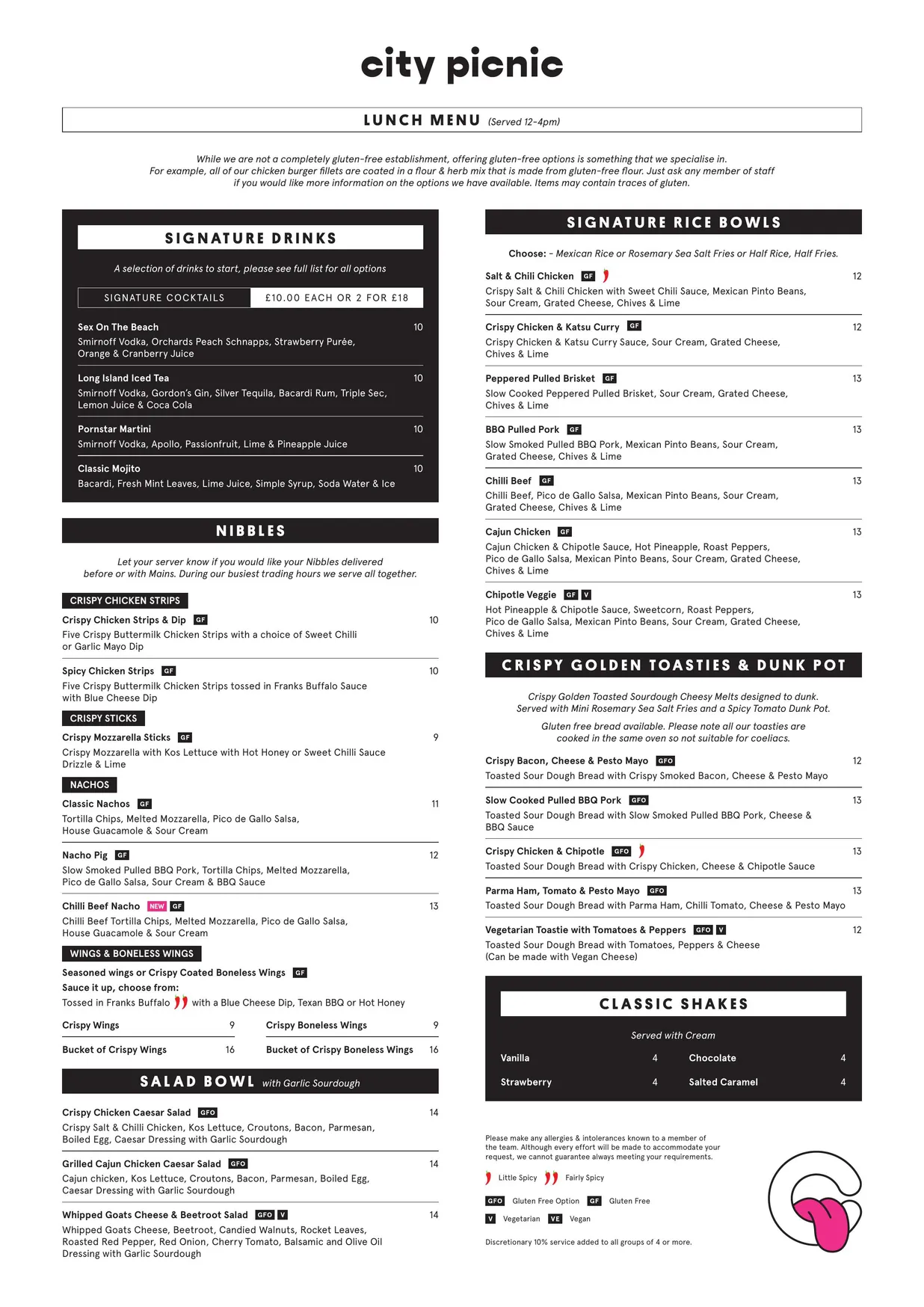 City Picnic menu, page 3