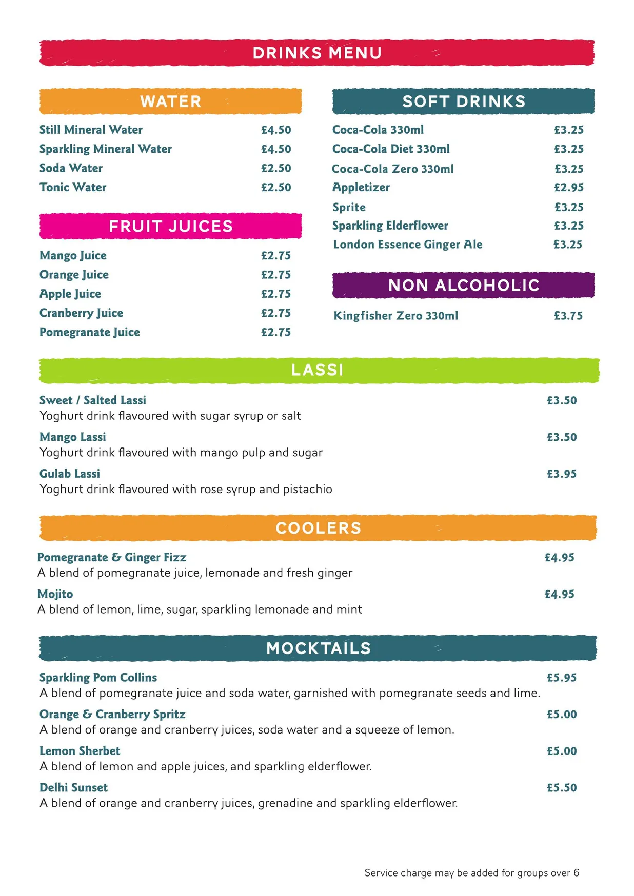 Indian Moment menu, page 6