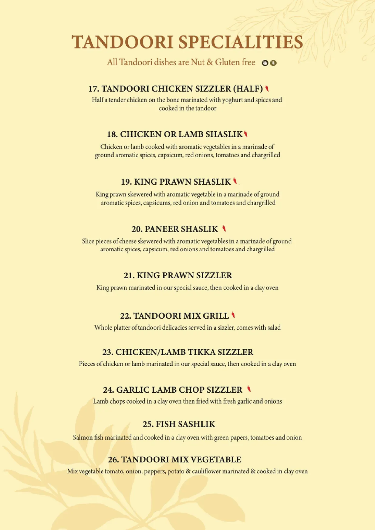 Tajmahal Indian Cuisine menu, page 3