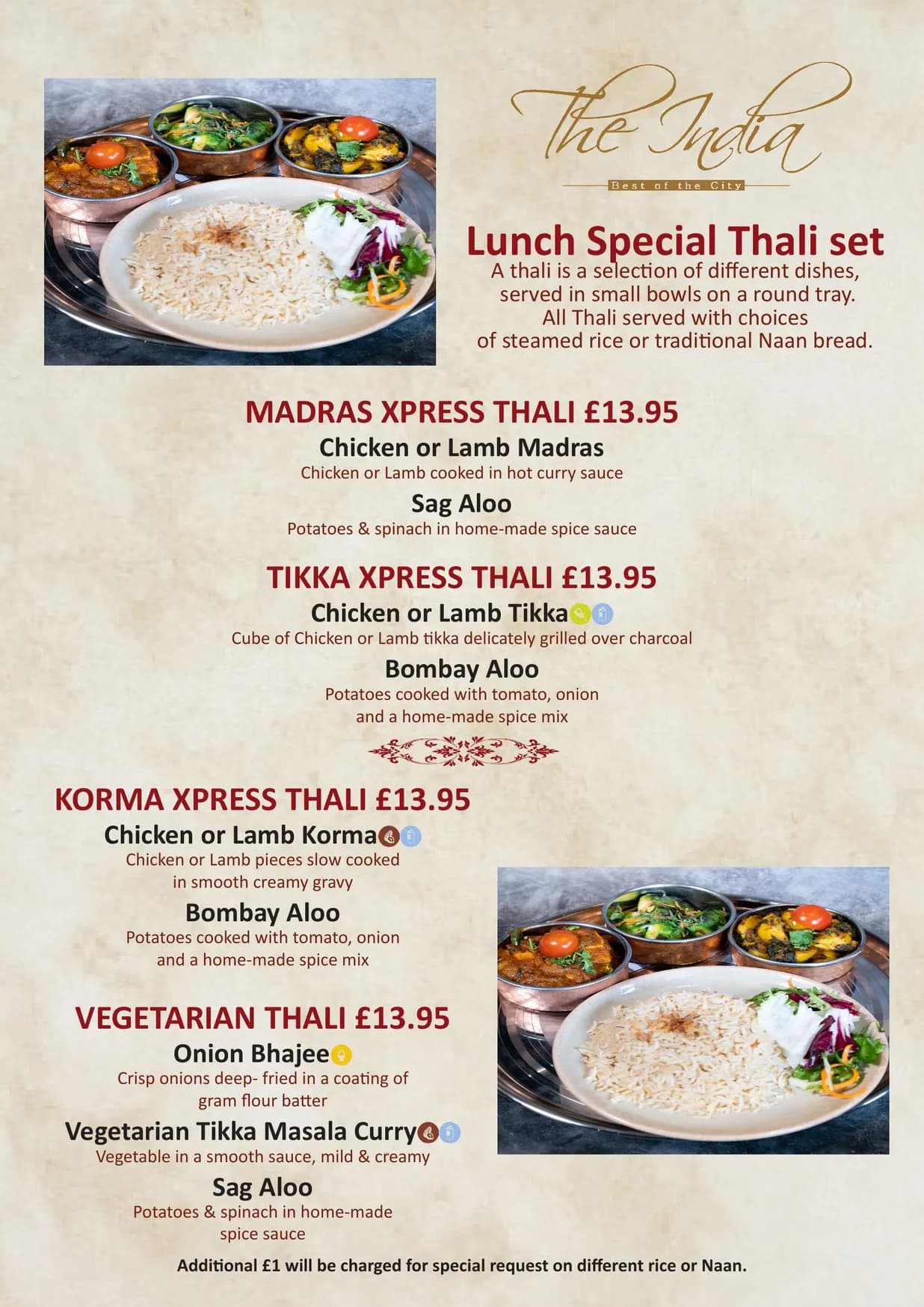 The India Leicester Square menu, page 2
