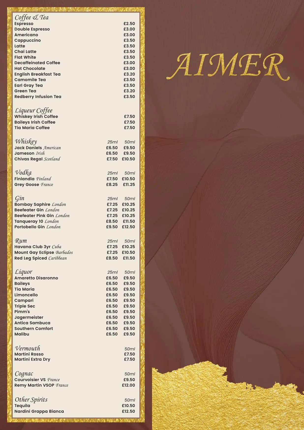 Aimer menu, page 3
