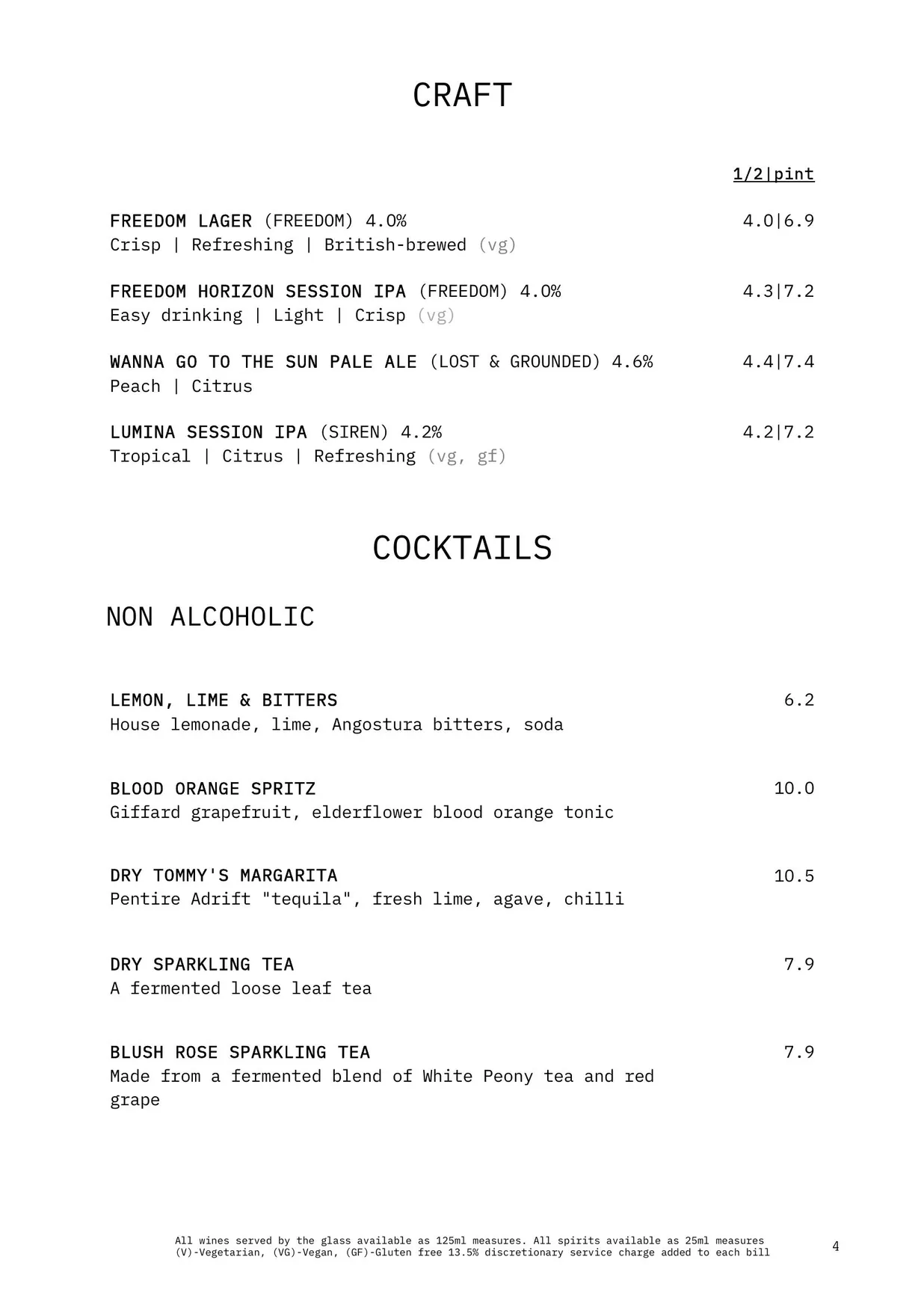 Darcie & May Green menu, page 5