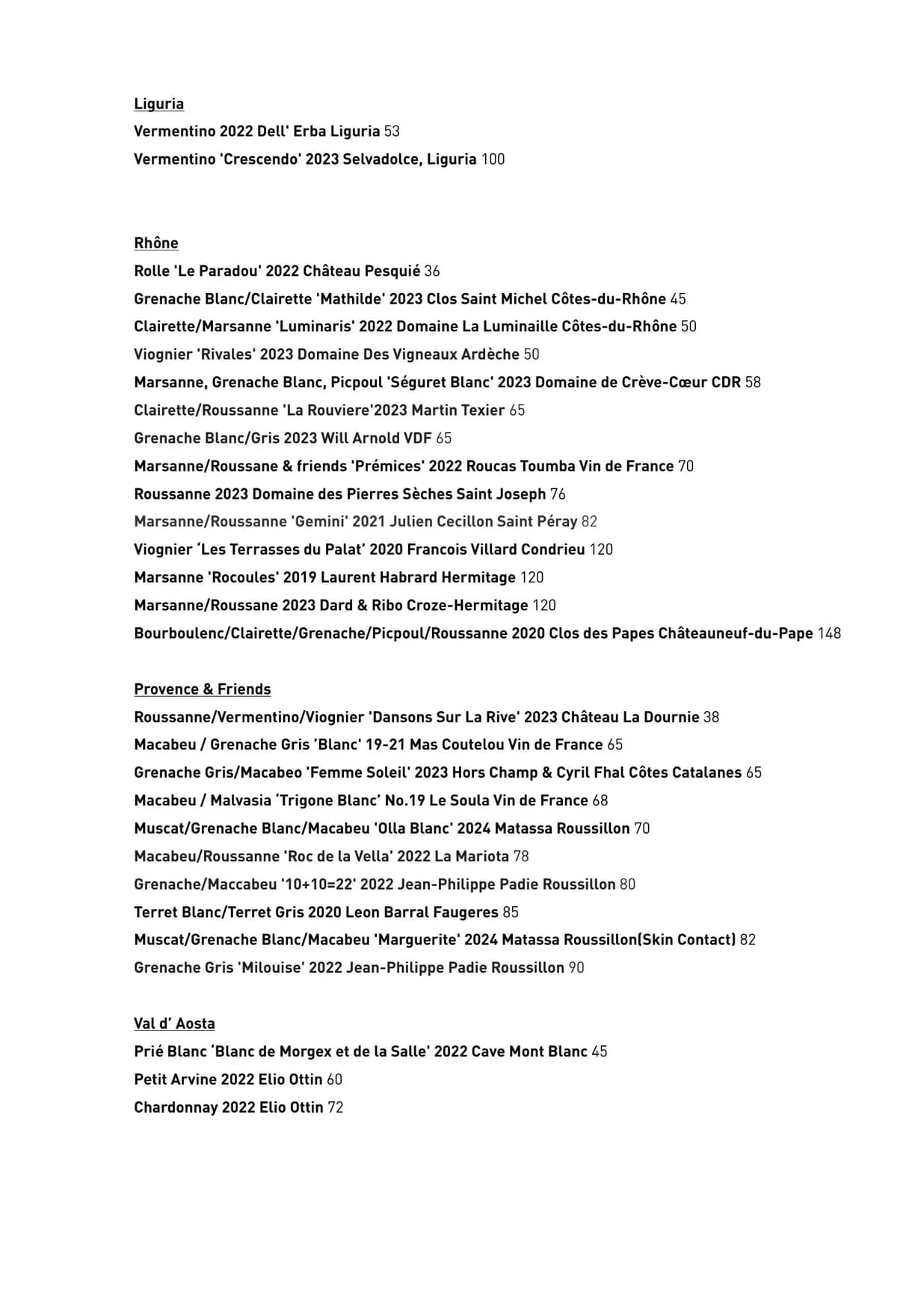 Duchy menu, page 6