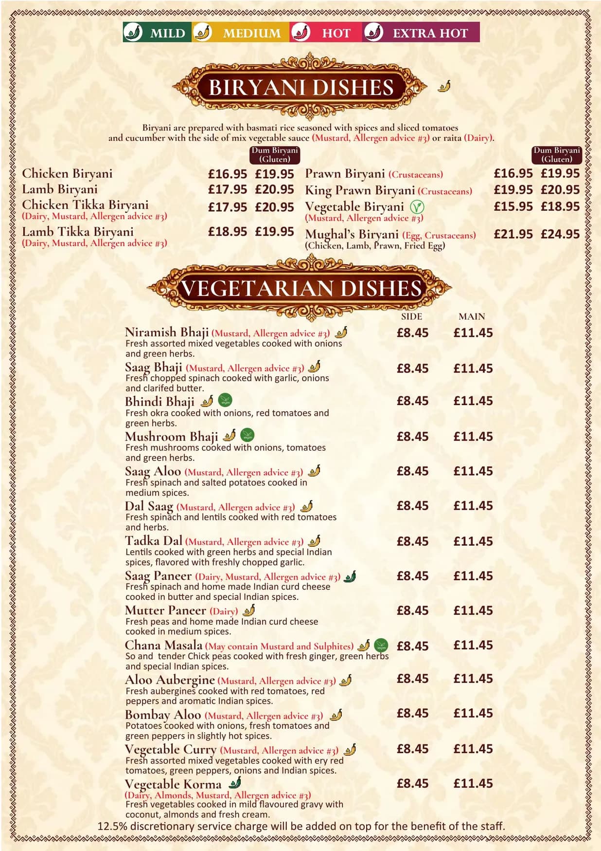 The Mughals Fitzrovia menu, page 7