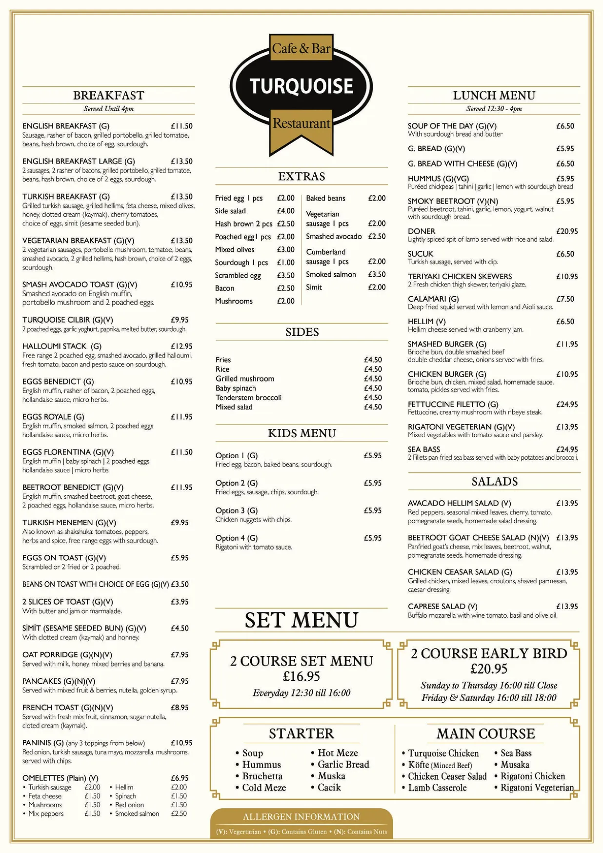 Turquoise Alderley Edge menu, page 1