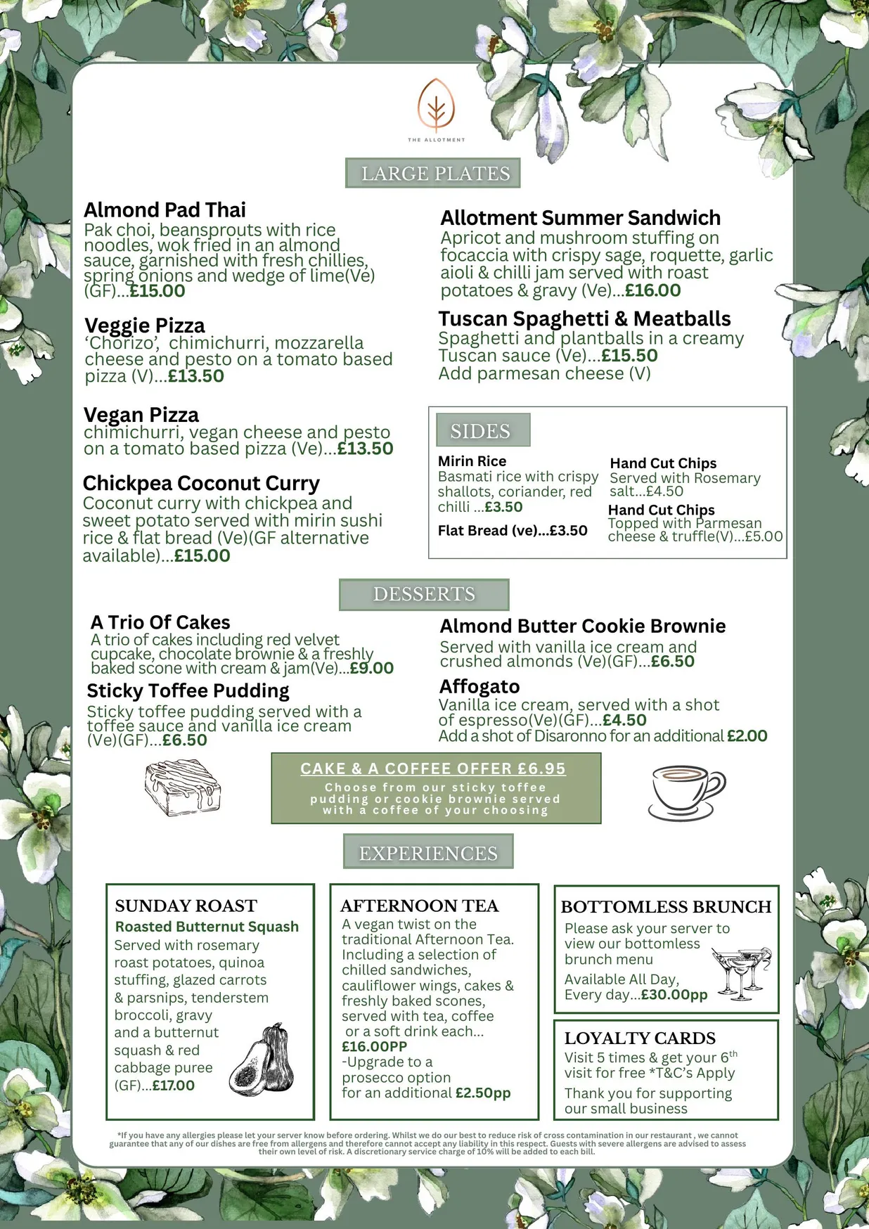 The Allotment Vegan & Vegetarian Eatery menu, page 2
