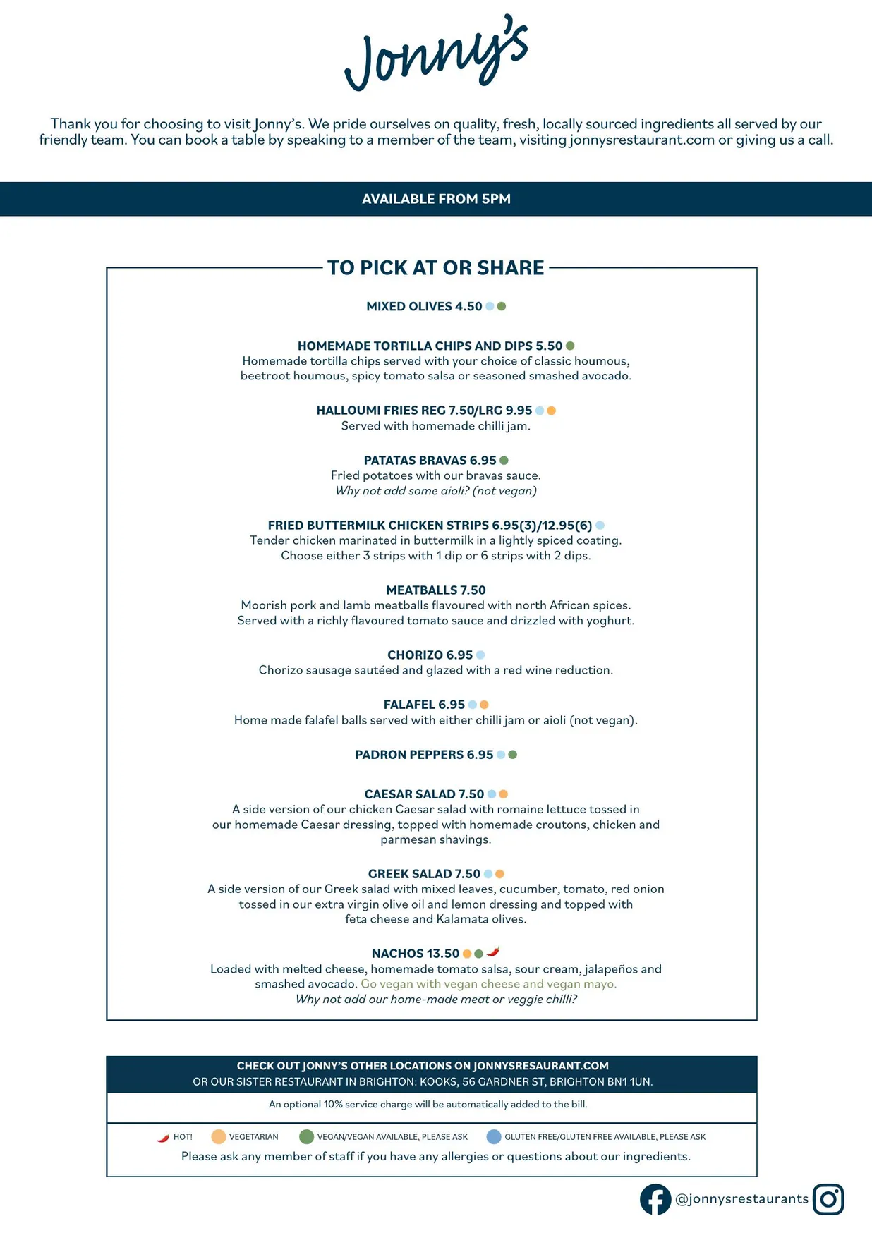 Jonny's Goring Bar & Kitchen menu, page 4