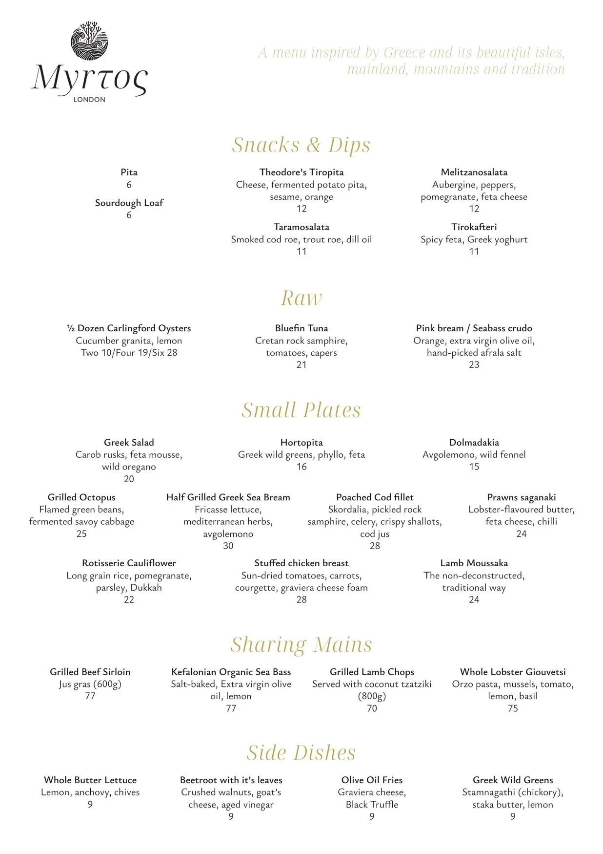 Myrtos by Asimakis menu, page 1