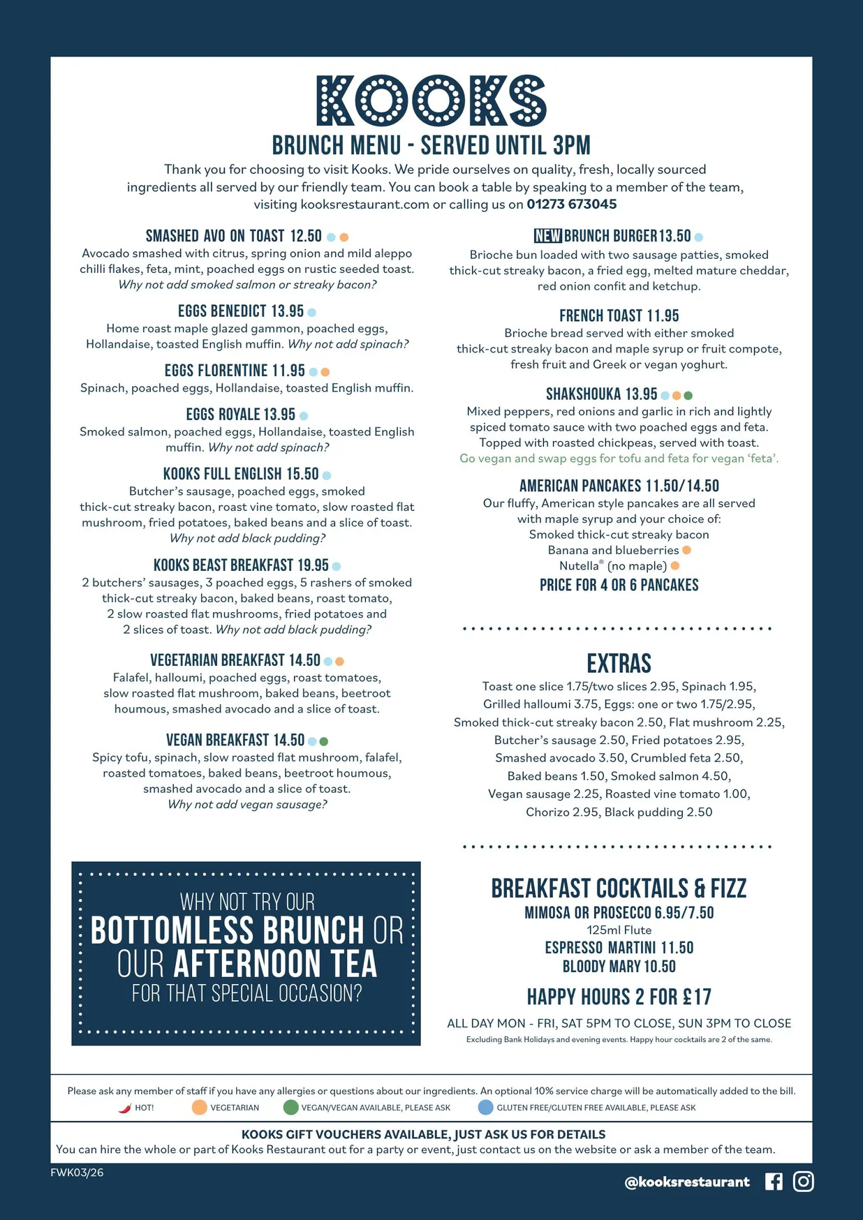 Kooks Restaurant menu, page 4