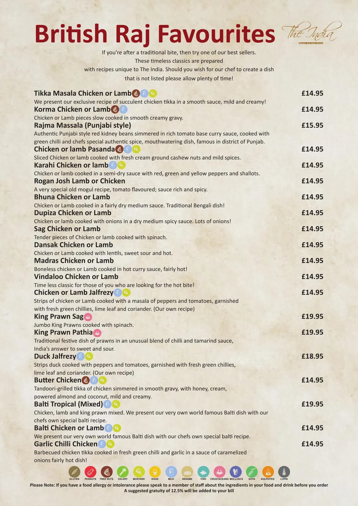 The India Leicester Square menu, page 10