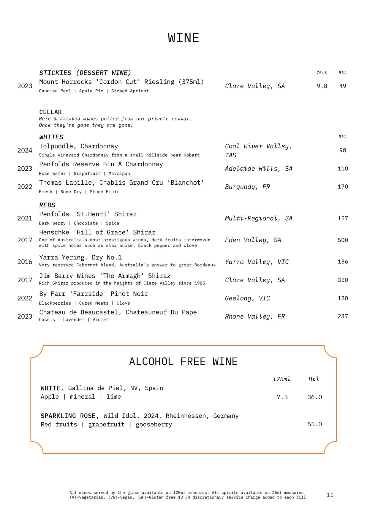 Bondi Green menu, page 13