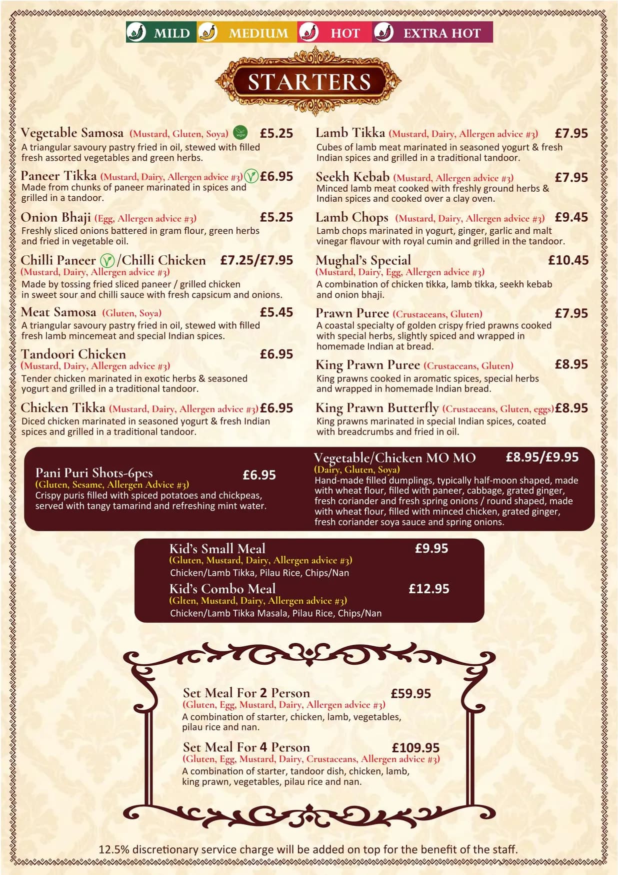 The Mughals Fitzrovia menu, page 3