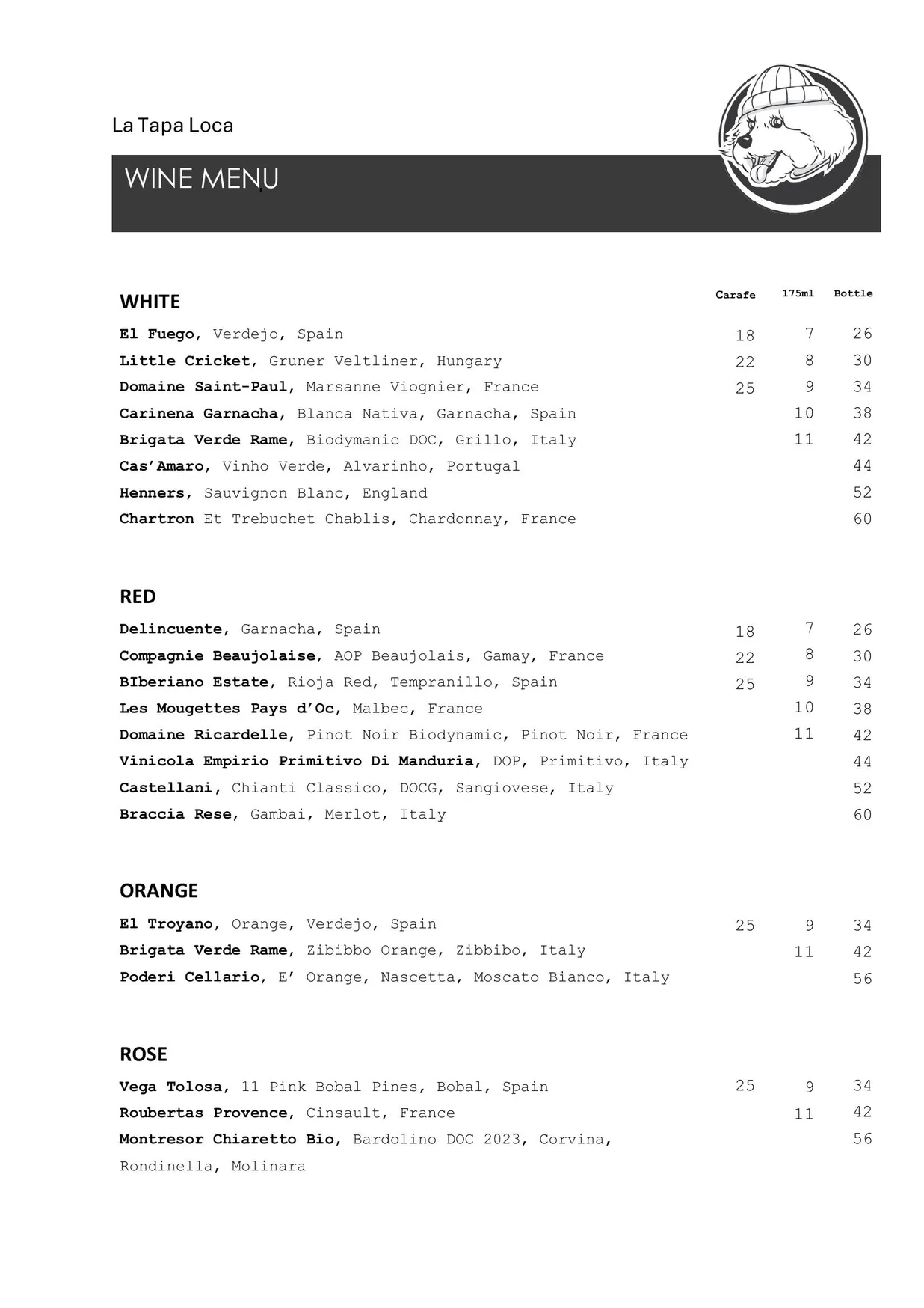 La Tapa Loca menu, page 21