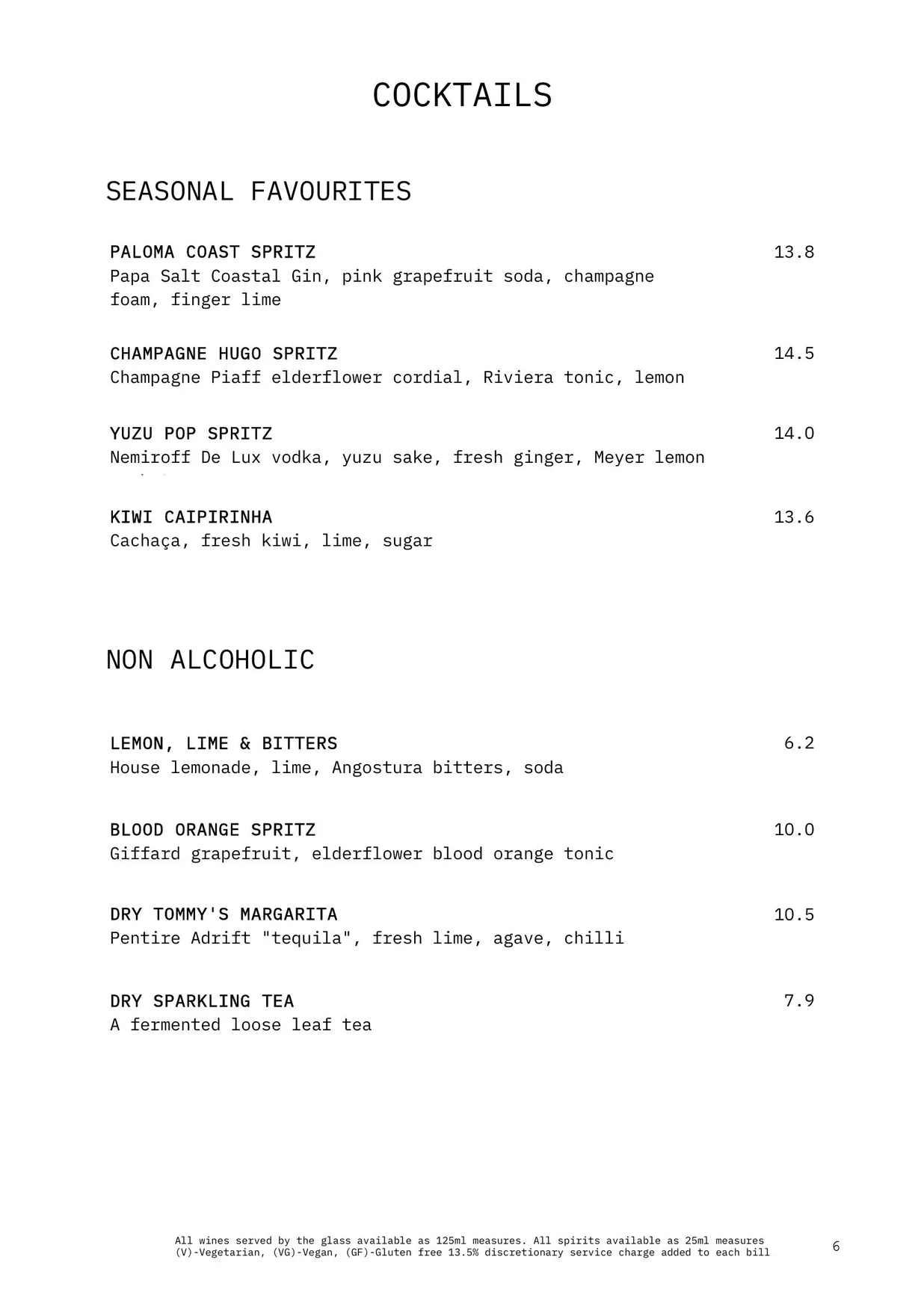 Ziggy Green menu, page 8