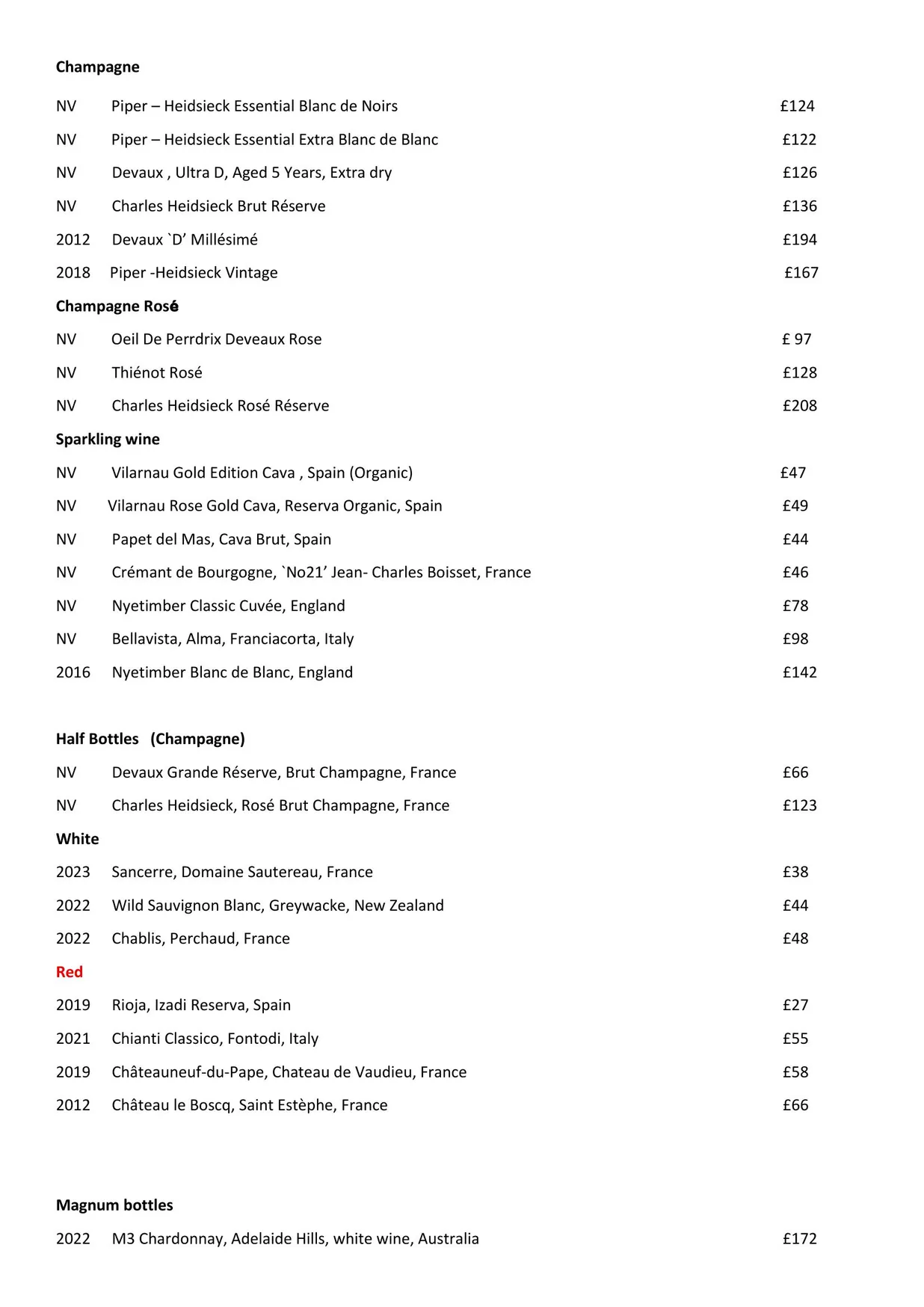 Voila! Wine Bar menu, page 3