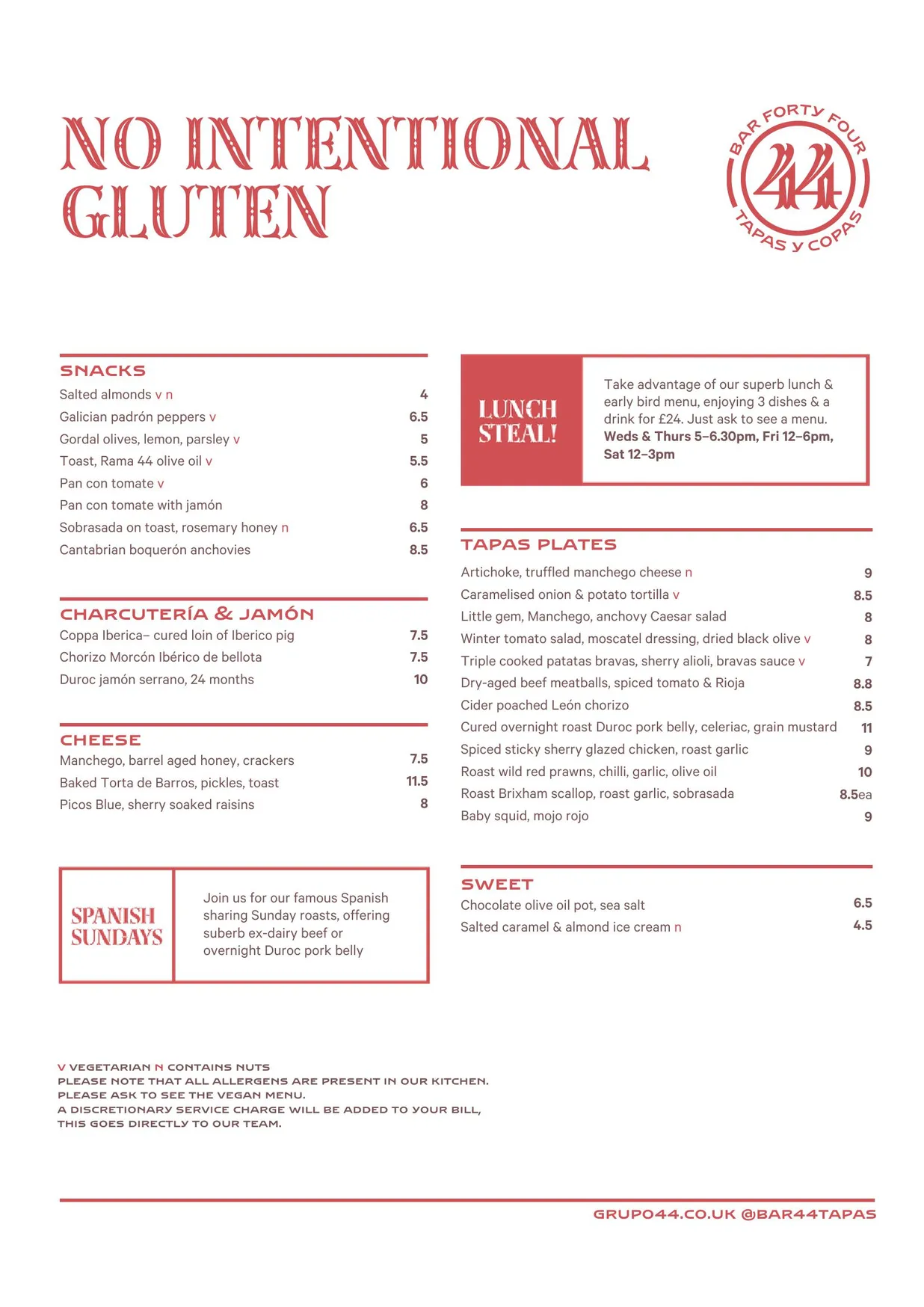 Bar 44 menu, page 14