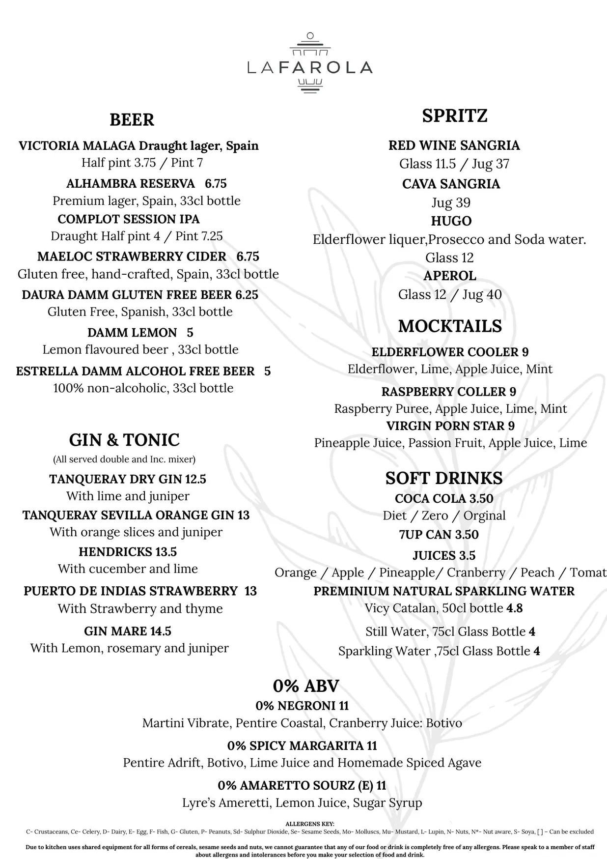 La Farola menu, page 5