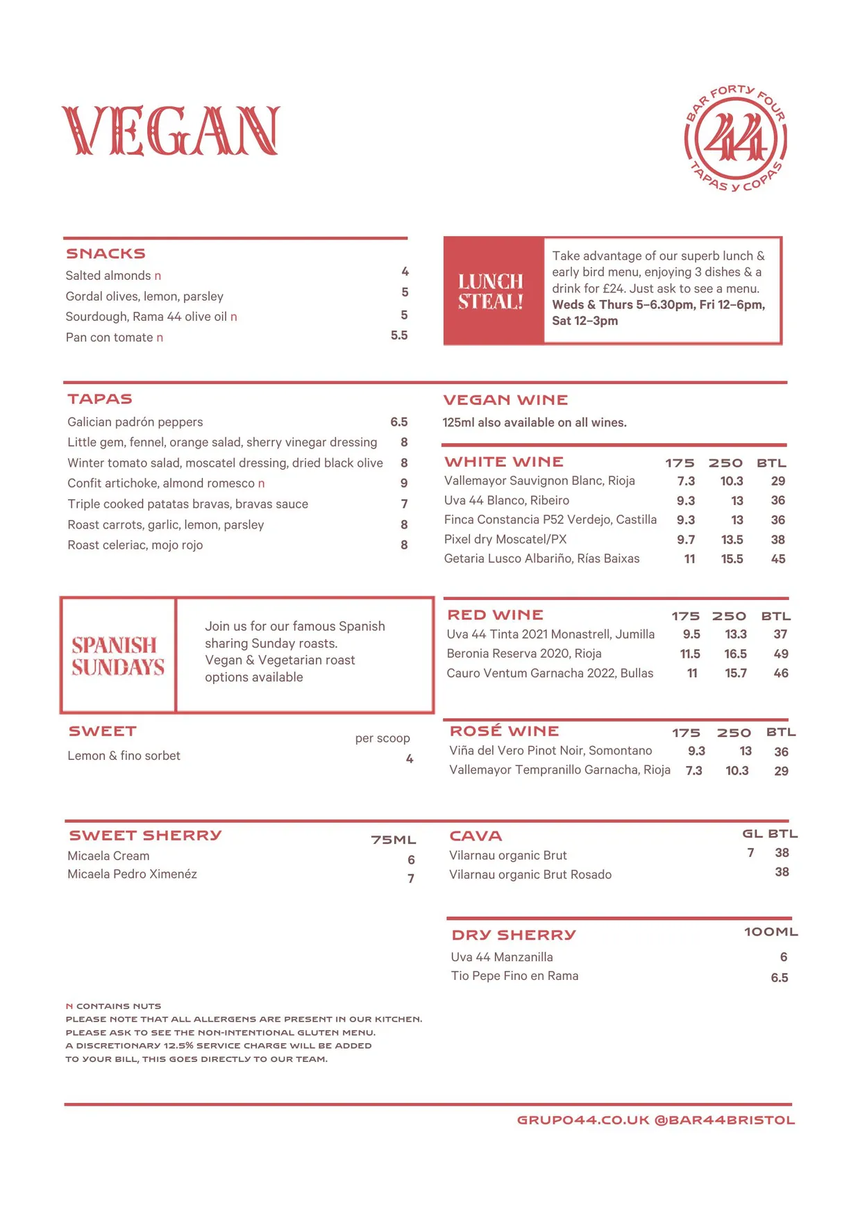 Bar 44 menu, page 4