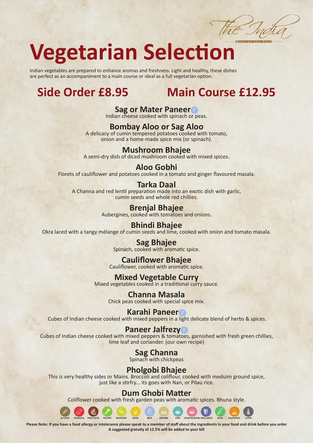 The India Leicester Square menu, page 11