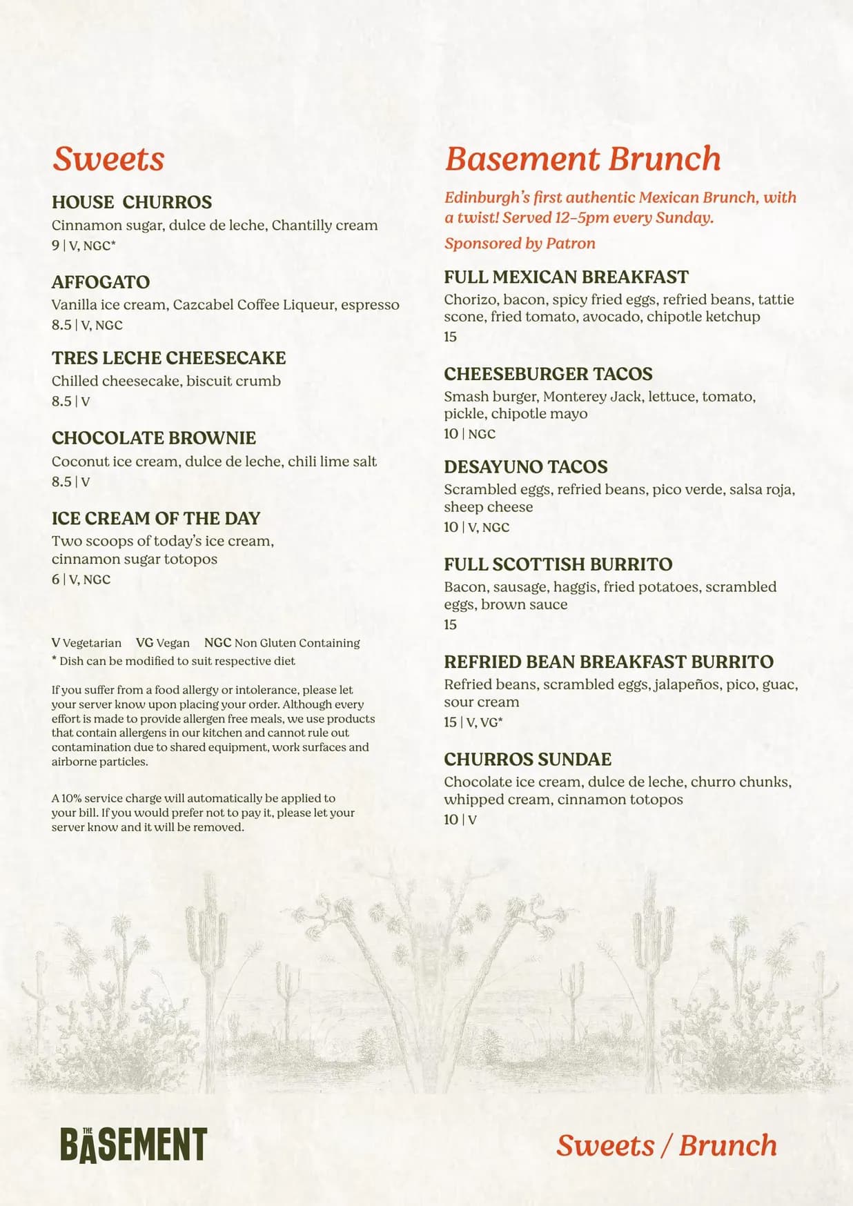 The Basement menu, page 3