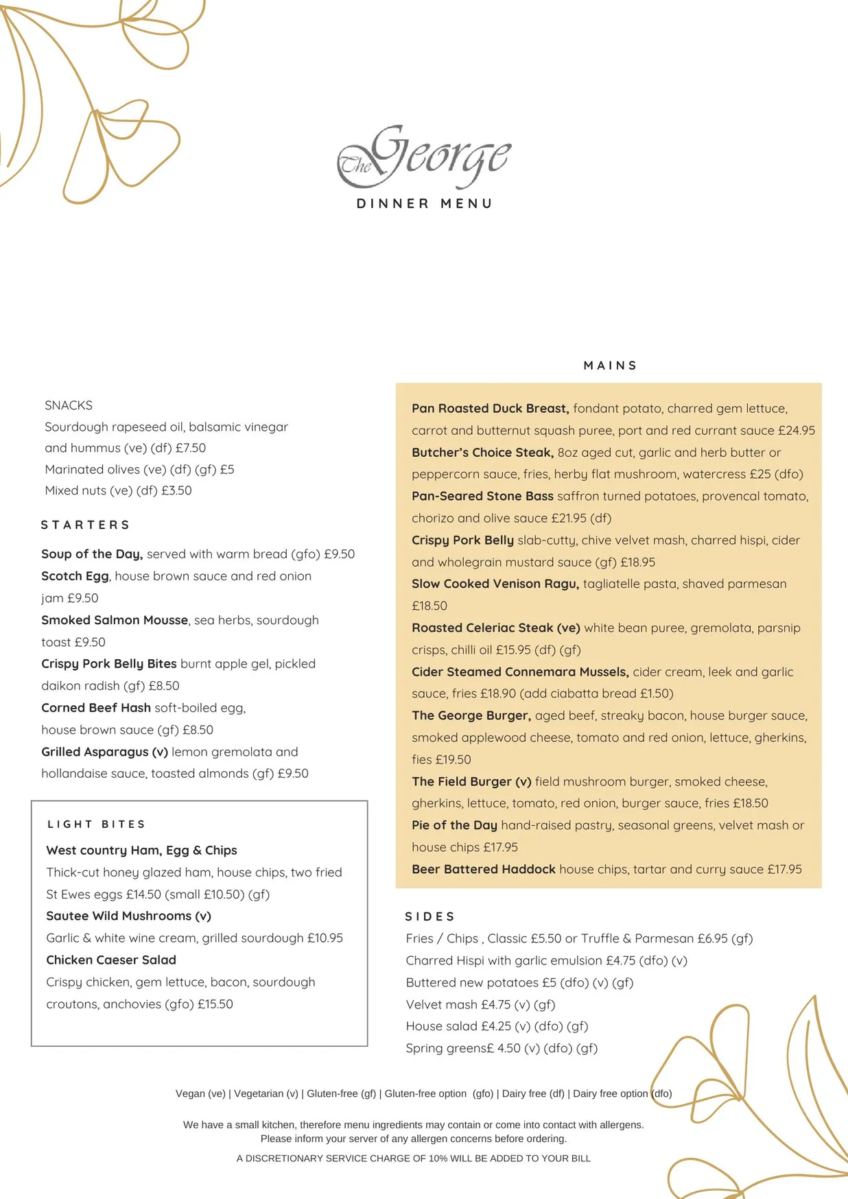 The George at Woolley menu, page 3