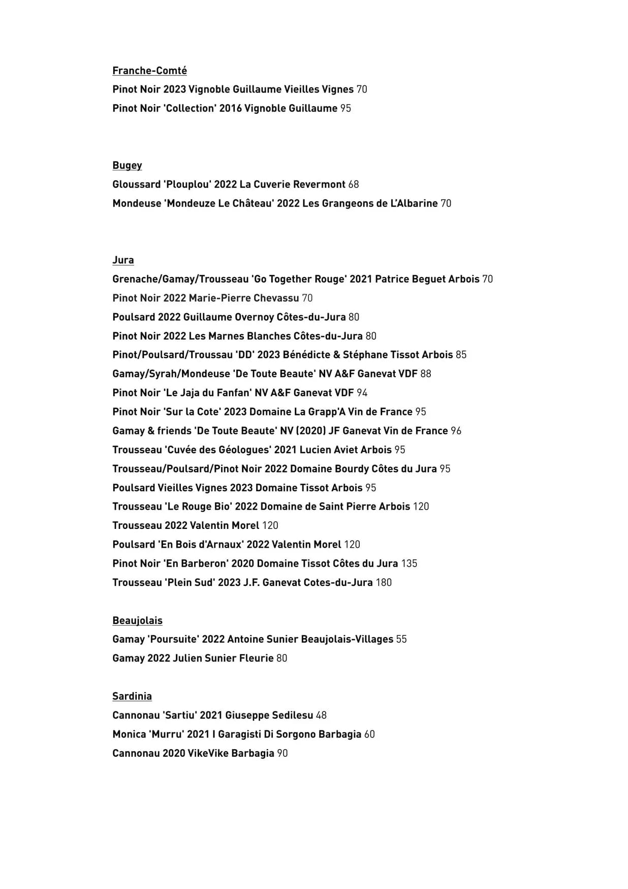 Duchy menu, page 9
