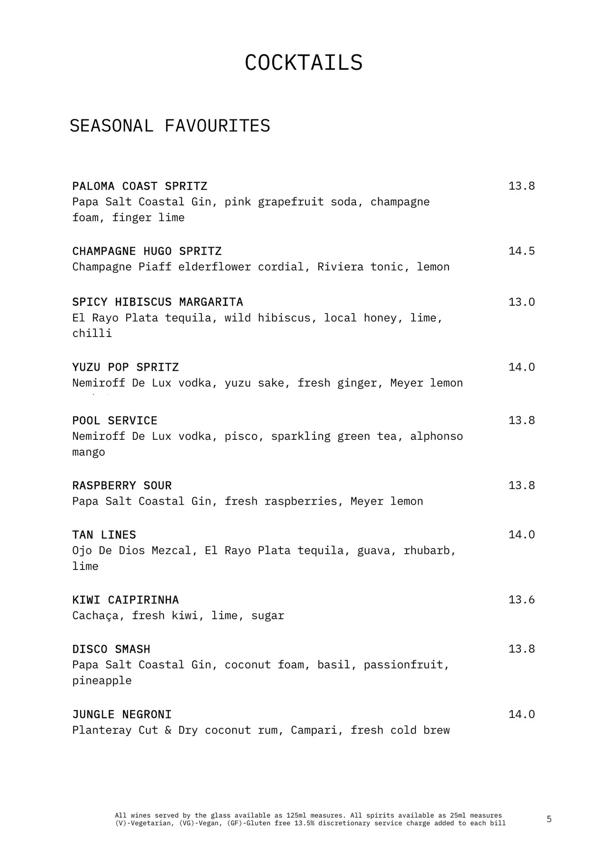 Scarlett Green menu, page 6