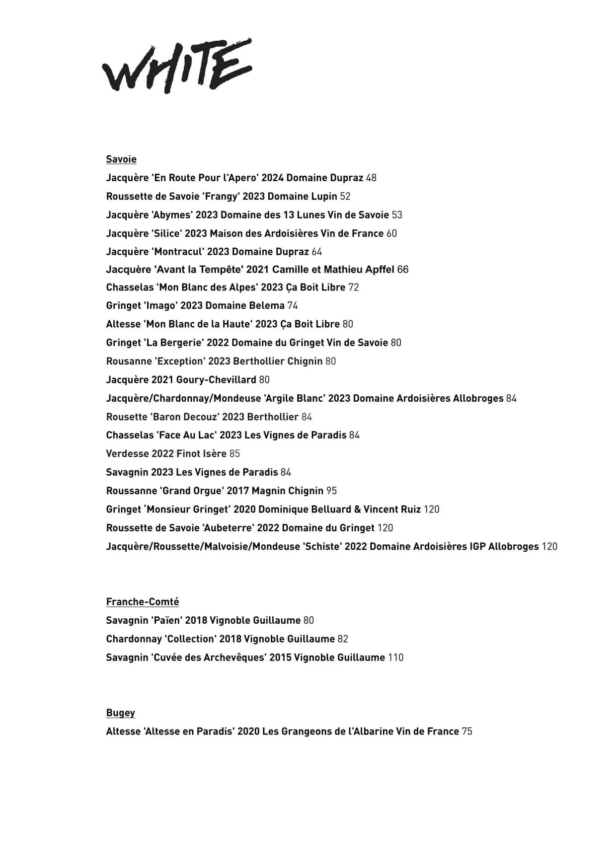Duchy menu, page 3