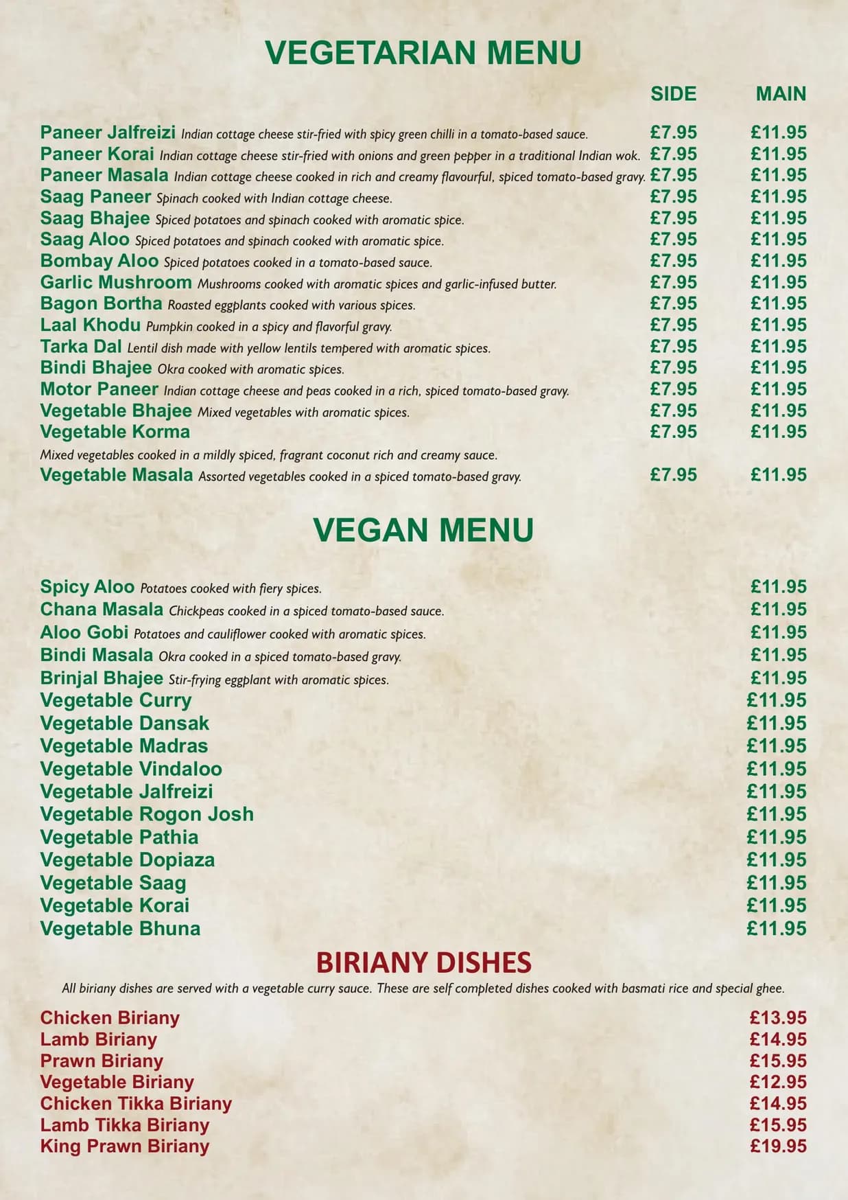 The Famous Curry Bazaar menu, page 3