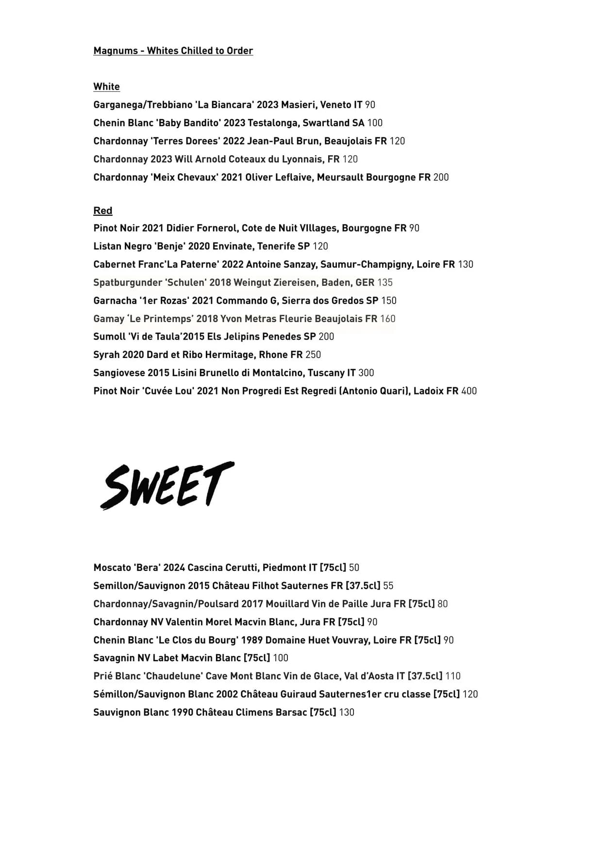 Duchy menu, page 12
