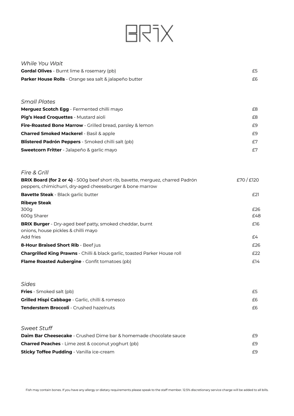 BRIX LDN menu, page 3