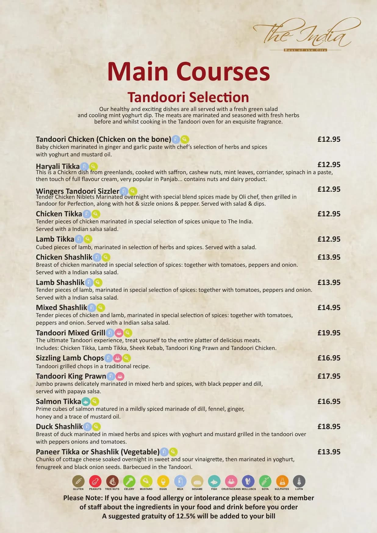 The India Leicester Square menu, page 8