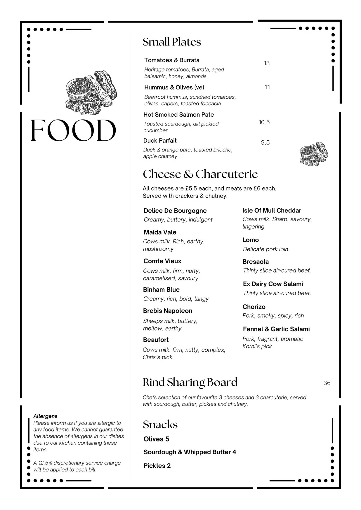 RIND Abbeville Road menu, page 1